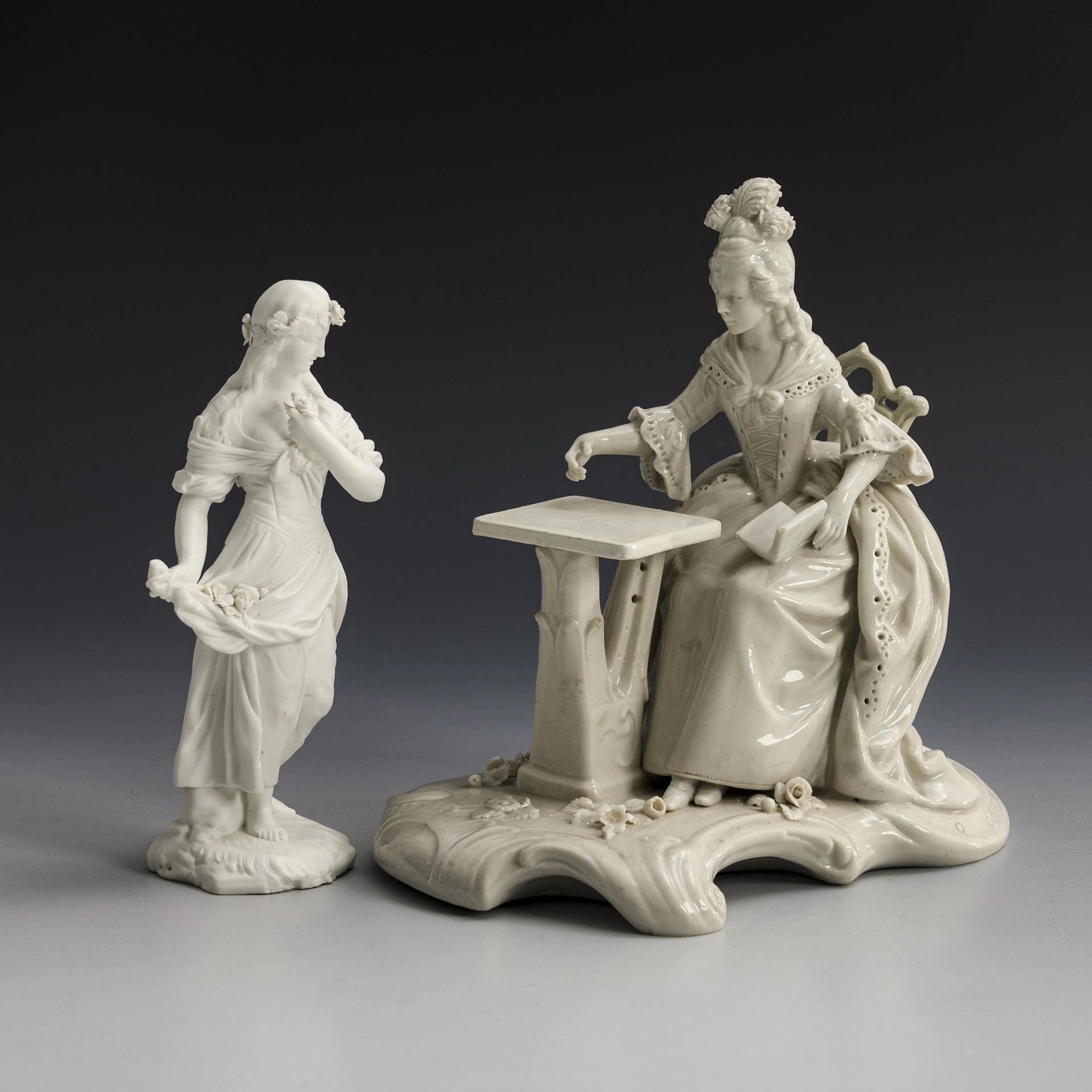 Rococo lady and flower girl.