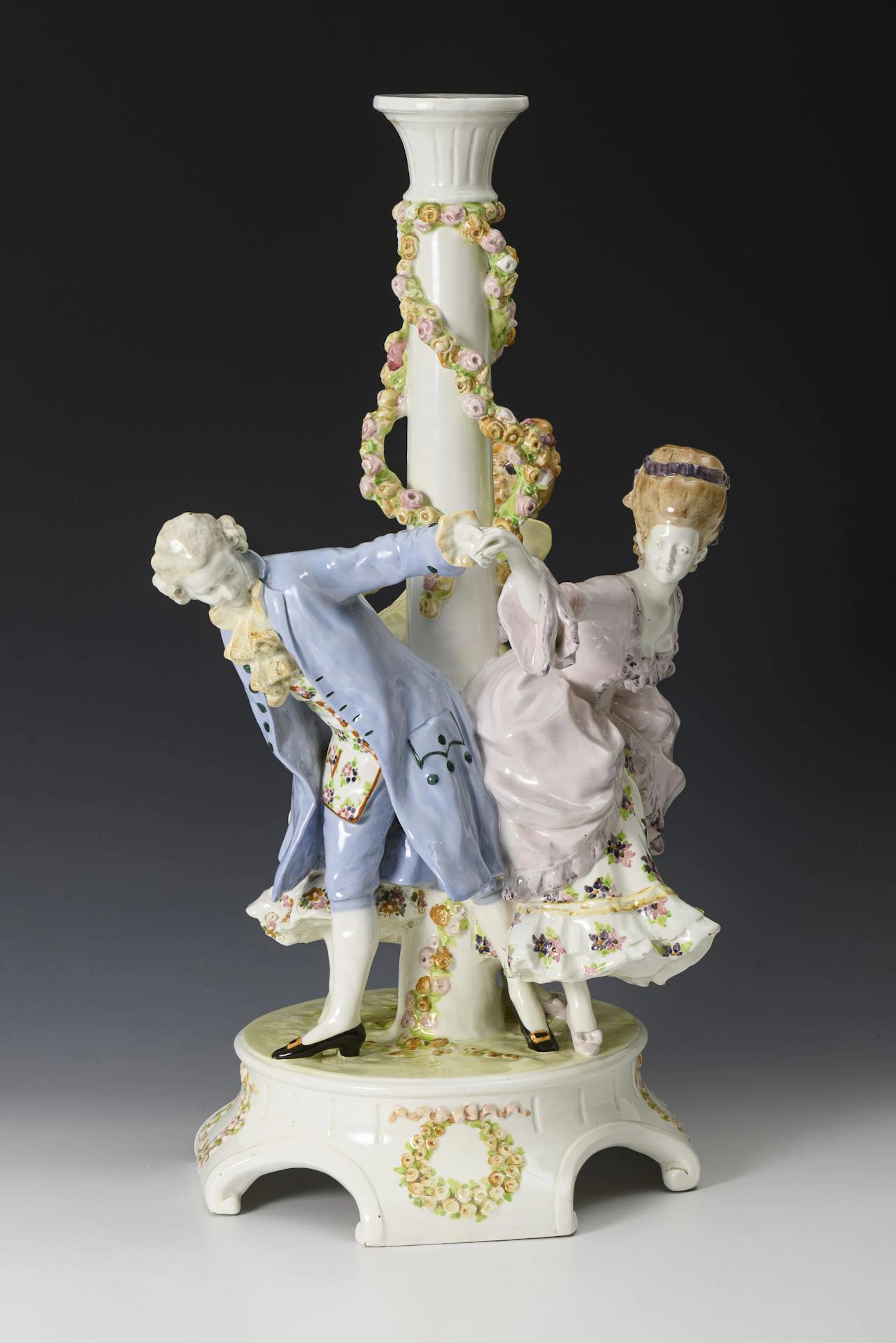 Art Nouveau lamp base "Joking Rococo Trio". Viennese manufactory Friedrich