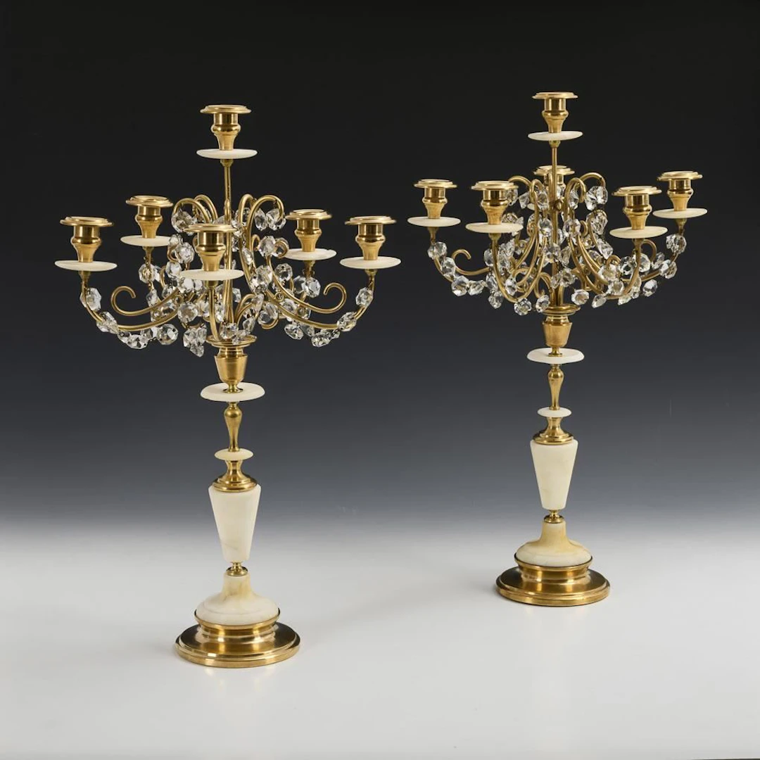 Pair of alabaster wall sconces.