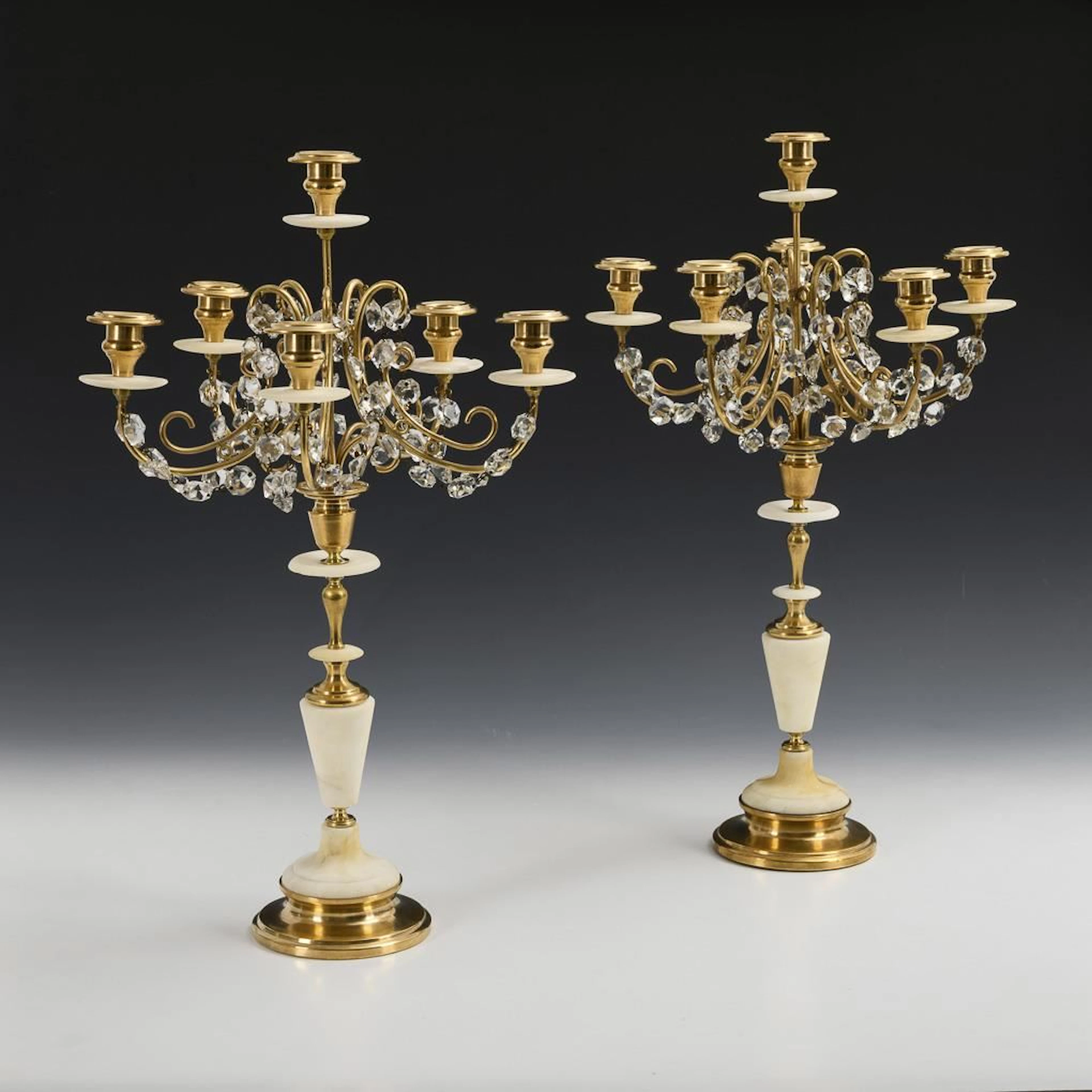 Pair of alabaster wall sconces.