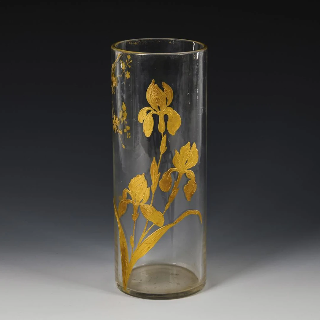 Art Nouveau vase with iris decoration.