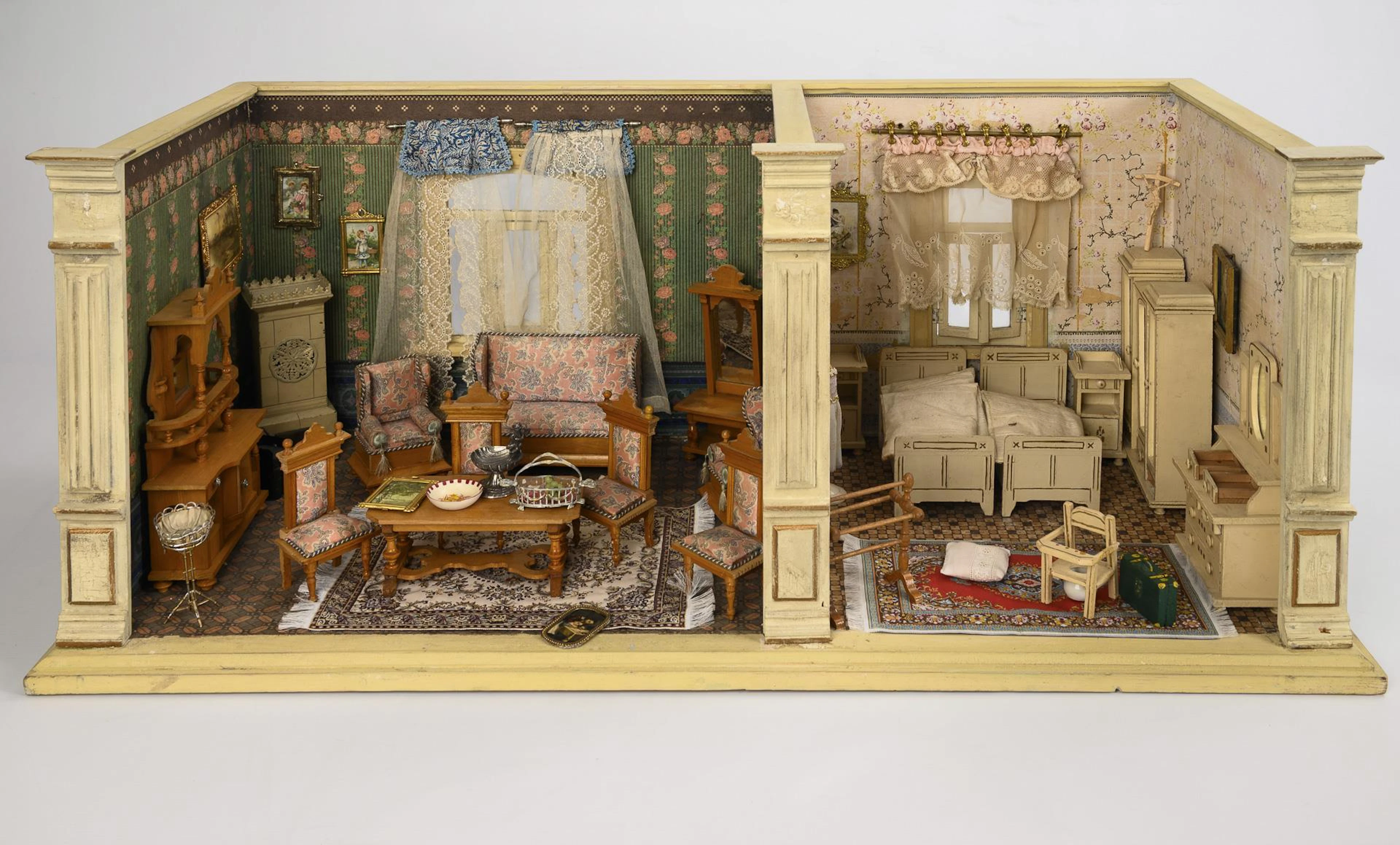 Large two-room doll's house.