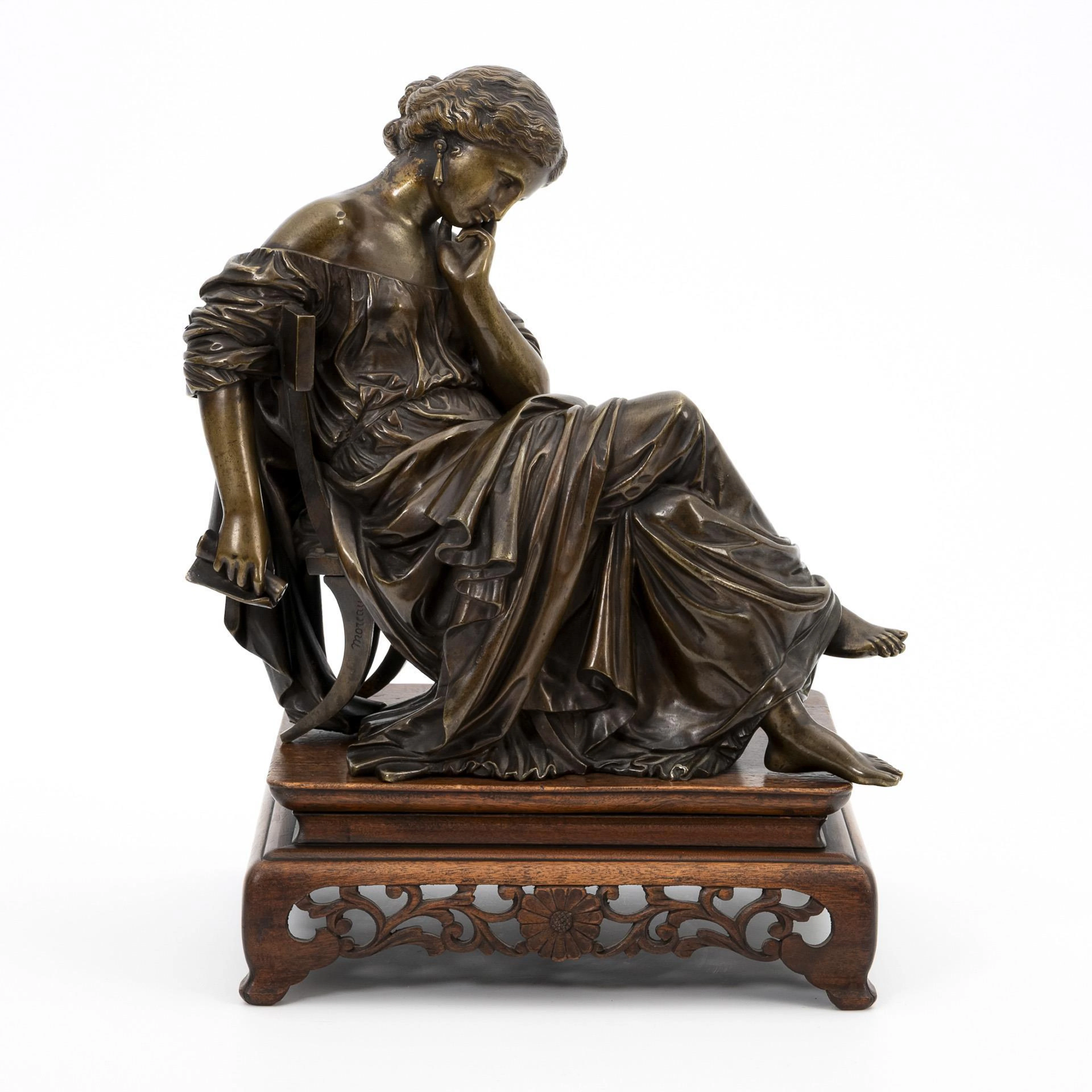 MOREAU, MOREAU, MOREAU, Bronze figure of a seated woman