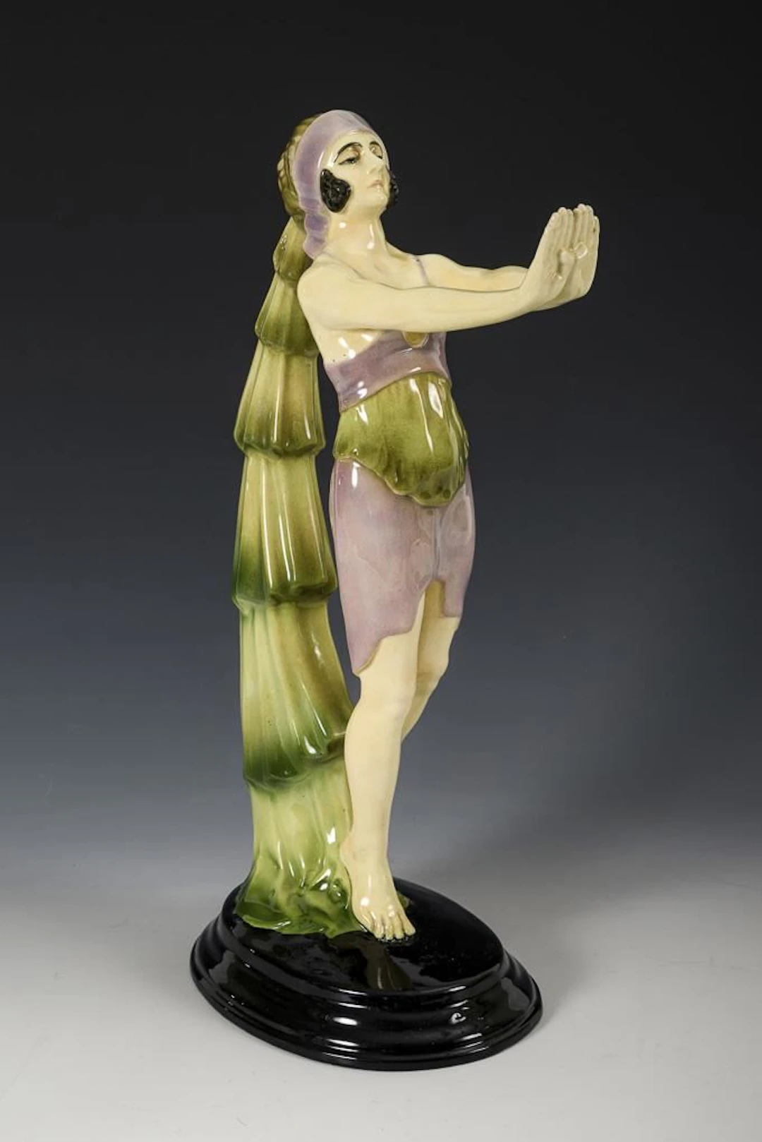 Art Deco dancer with a long hair ornament. Vienna Art Ceramics Workshop