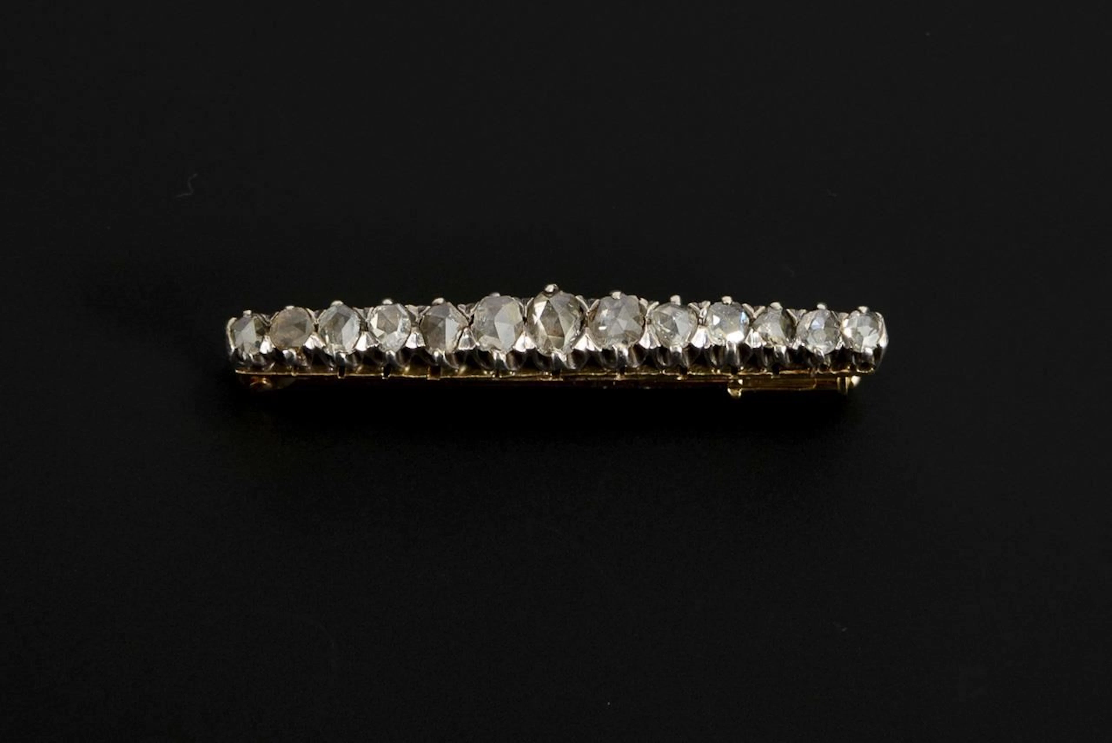 Bar brooch with historical diamond setting.