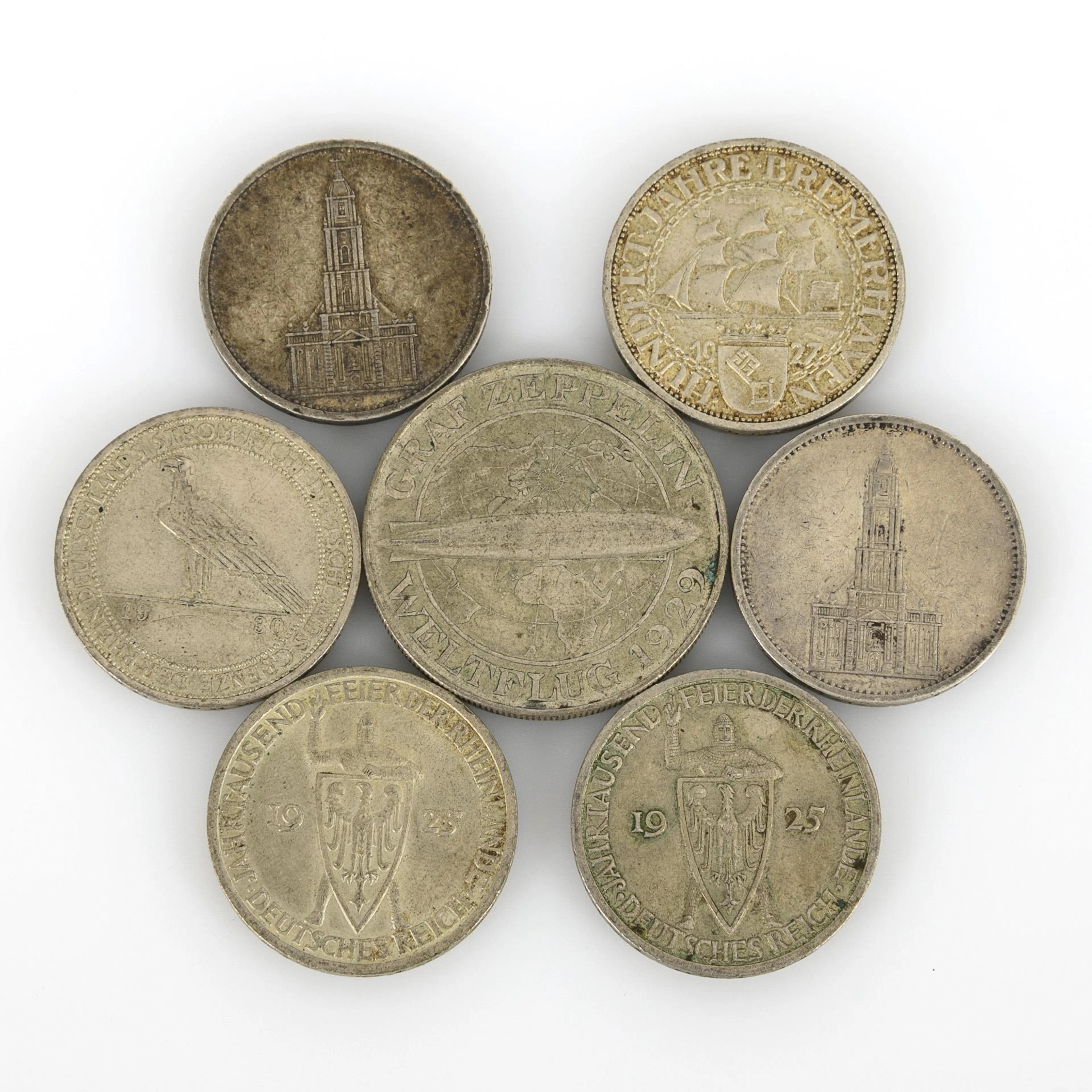 7 commemorative coins German Reich.