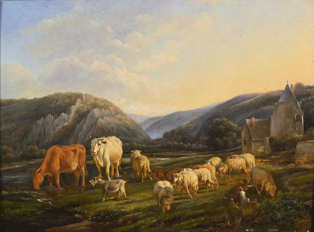 Evening Landscape with a Herd of Cattle