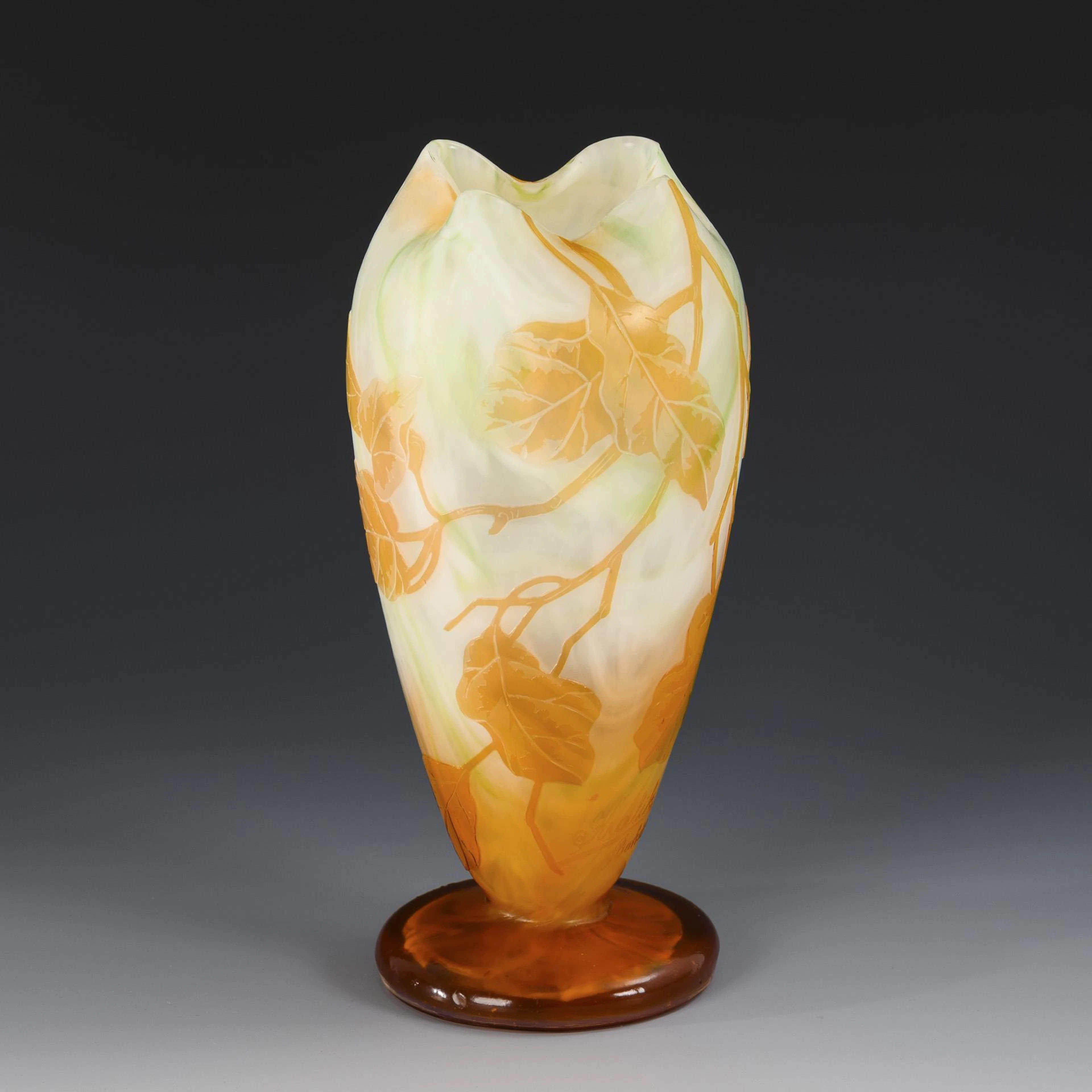 Art Nouveau vase with cameo decoration. Kralik.