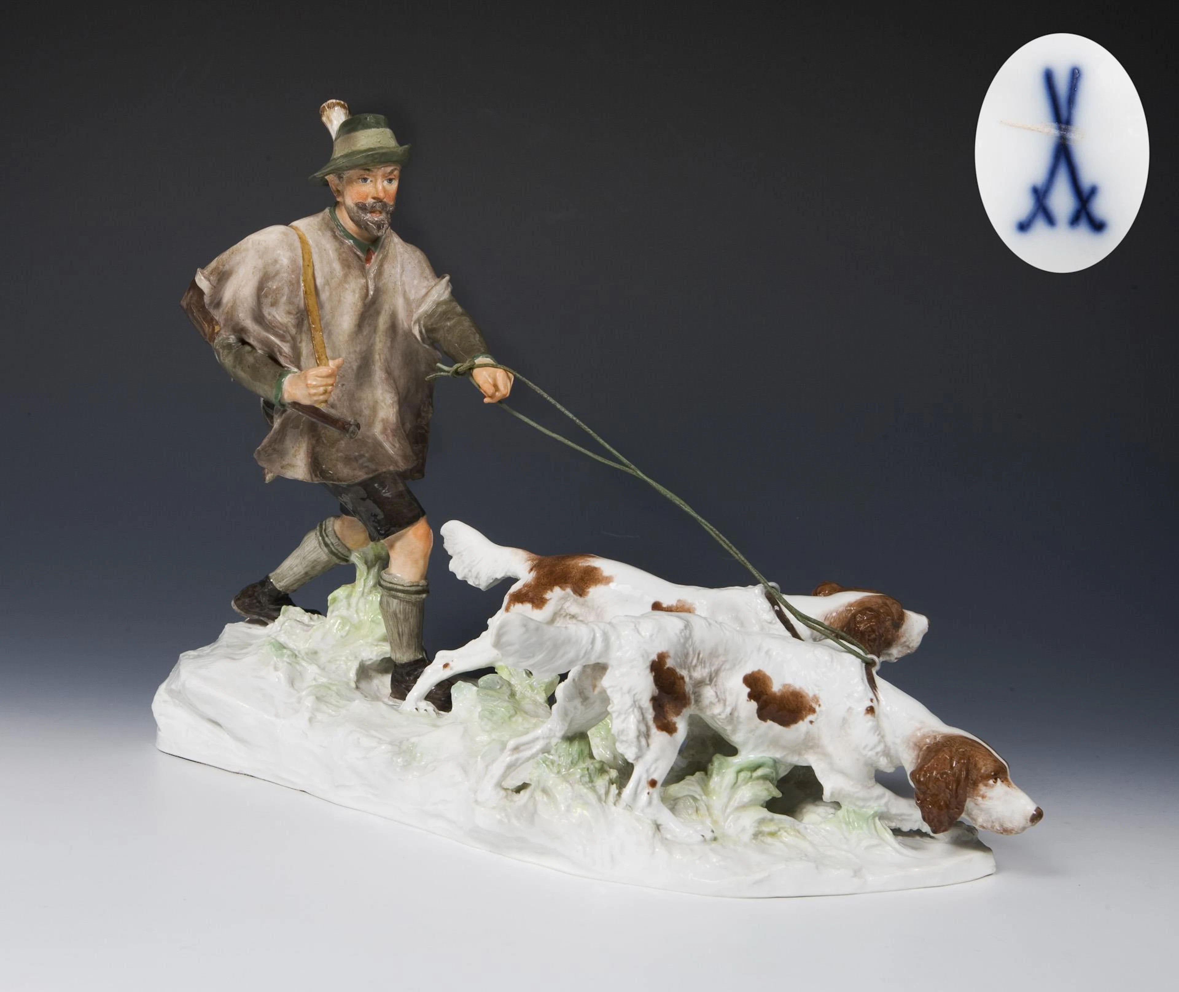 Hunters with hunting dogs. Meissen.