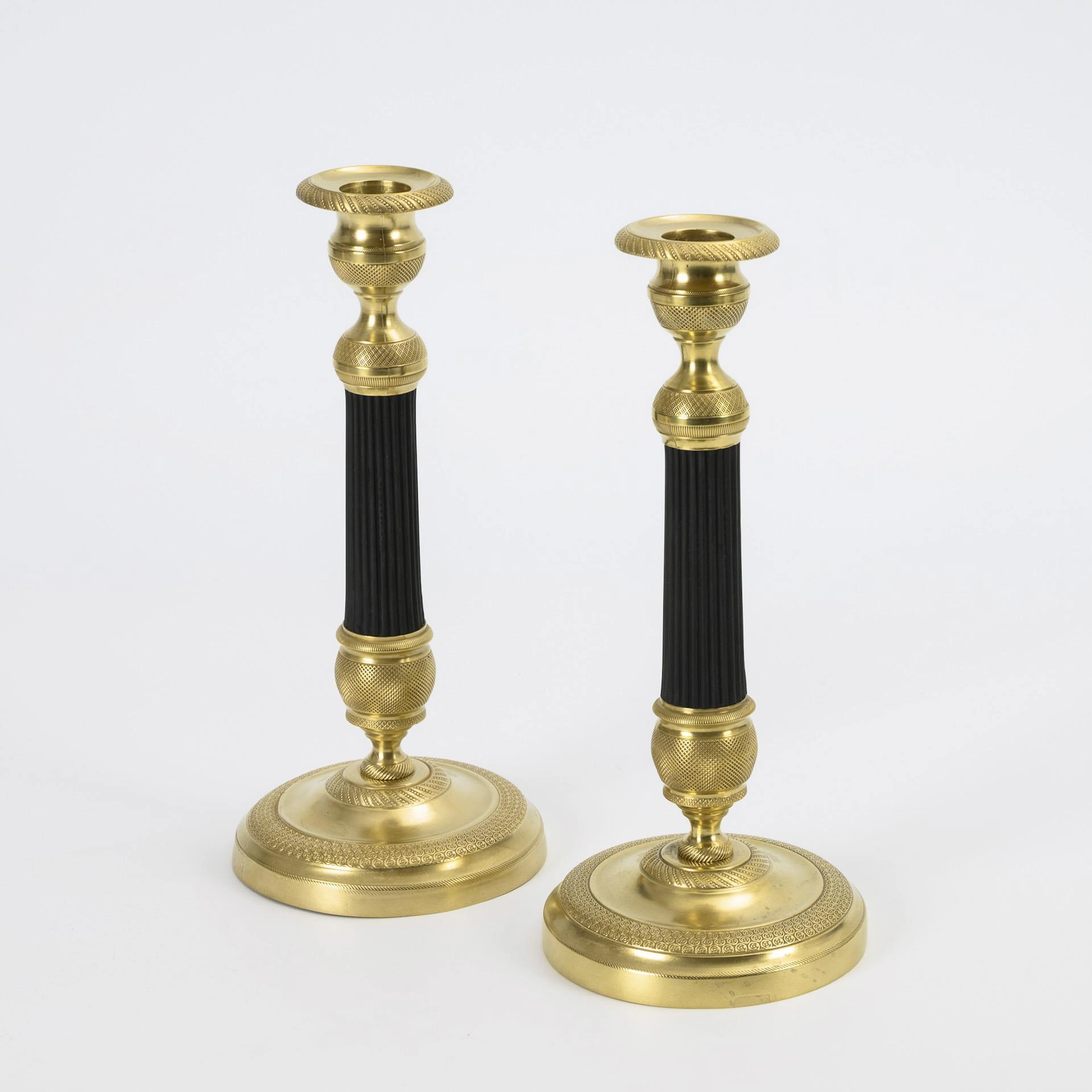 Pair of French Empire chandeliers.