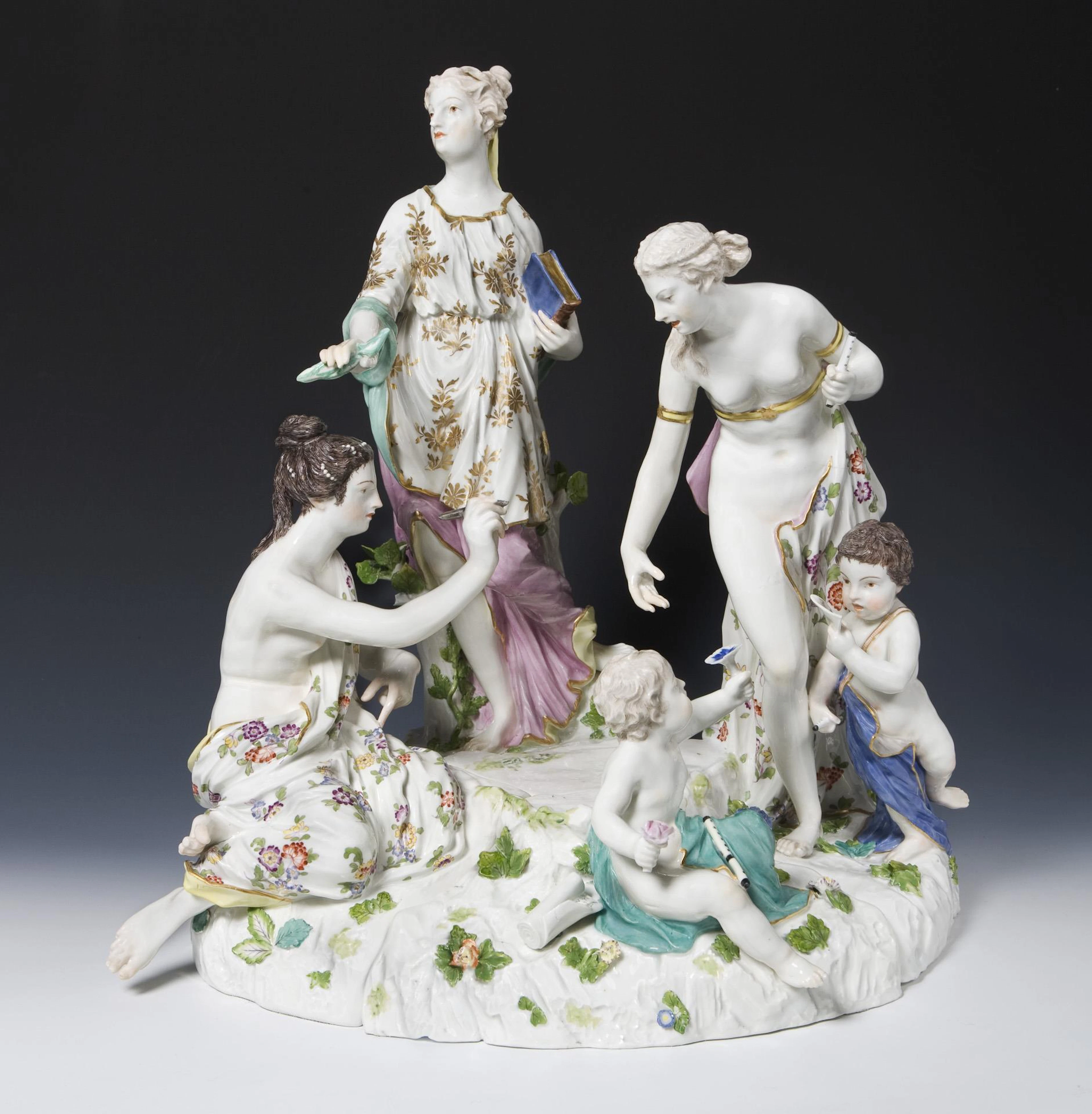 Large Centerpiece: Allegory-The Visual Arts. Meissen.