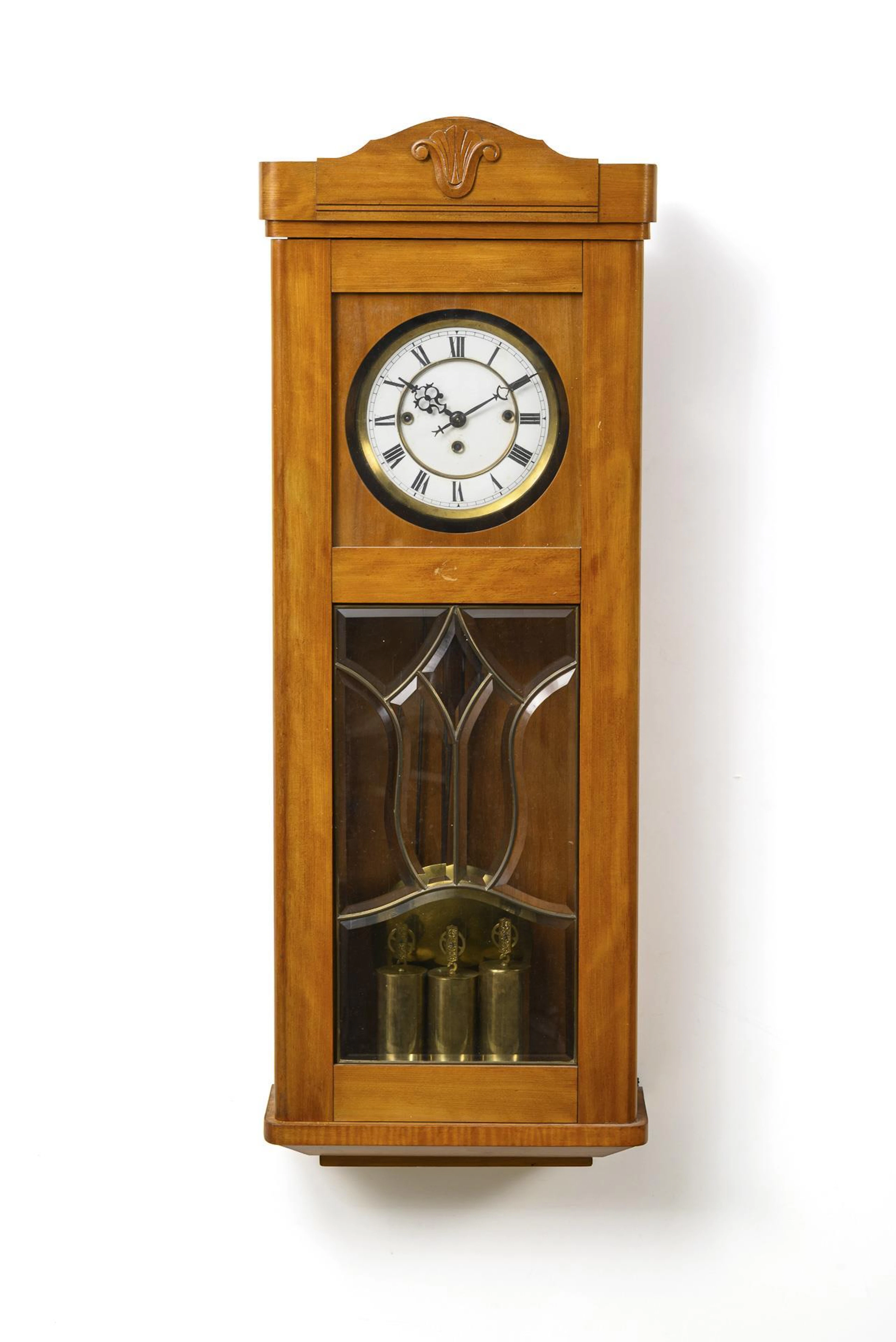 Art deco wall clock with three weights. Gustav Becker.