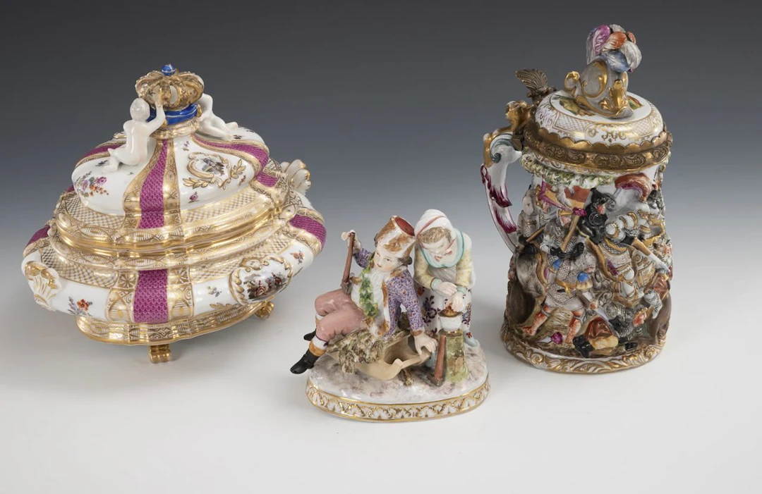 Capodimonte beer mug, can, and pair of children.