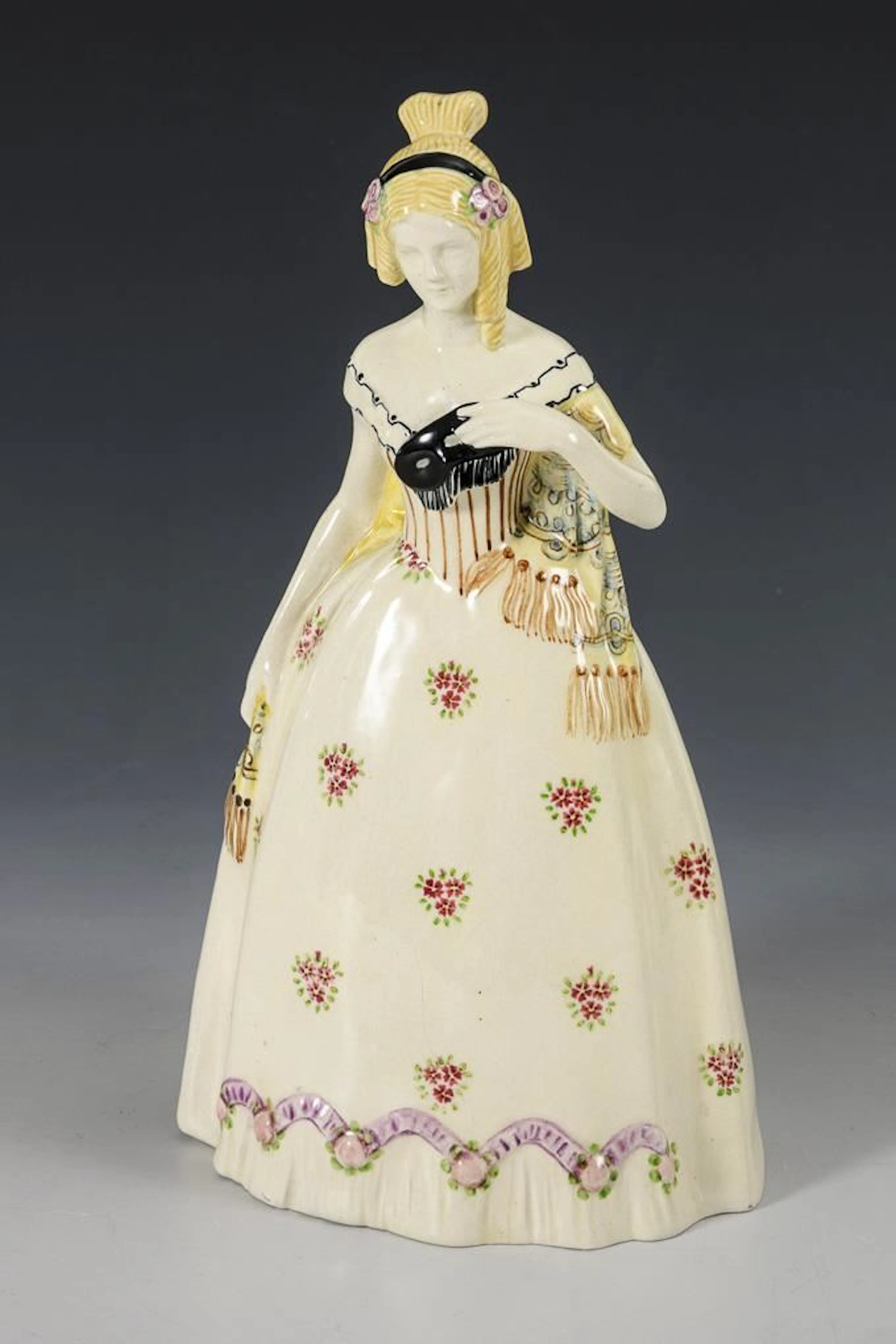 Biedermeier Lady with a Carnival Mask. Vienna Art Ceramics Workshop