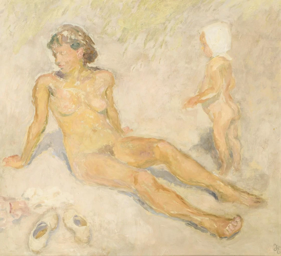 ERIKSEN, Hans (1912–1982): Mother and Child on the Beach.