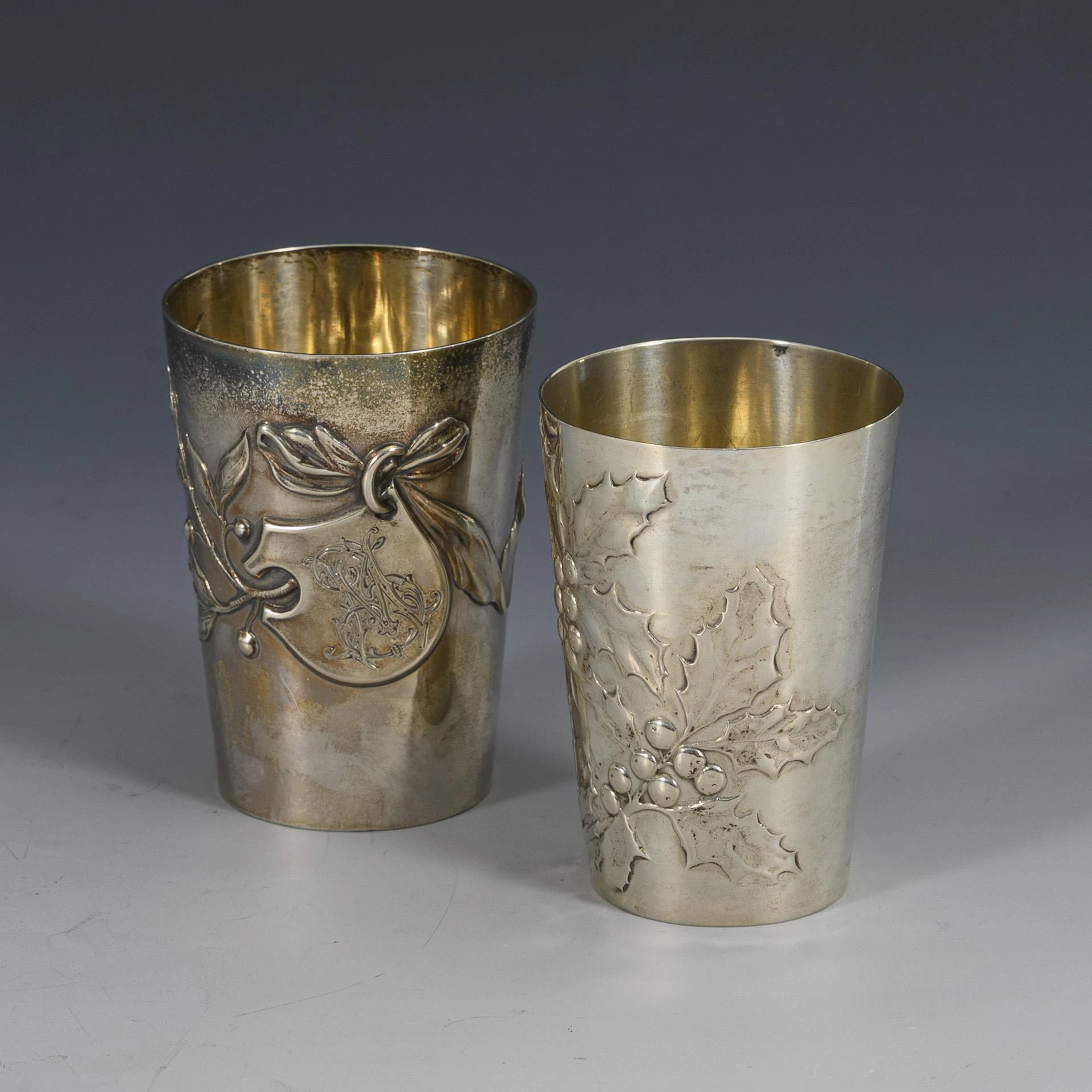 2 silver Art Nouveau cups.