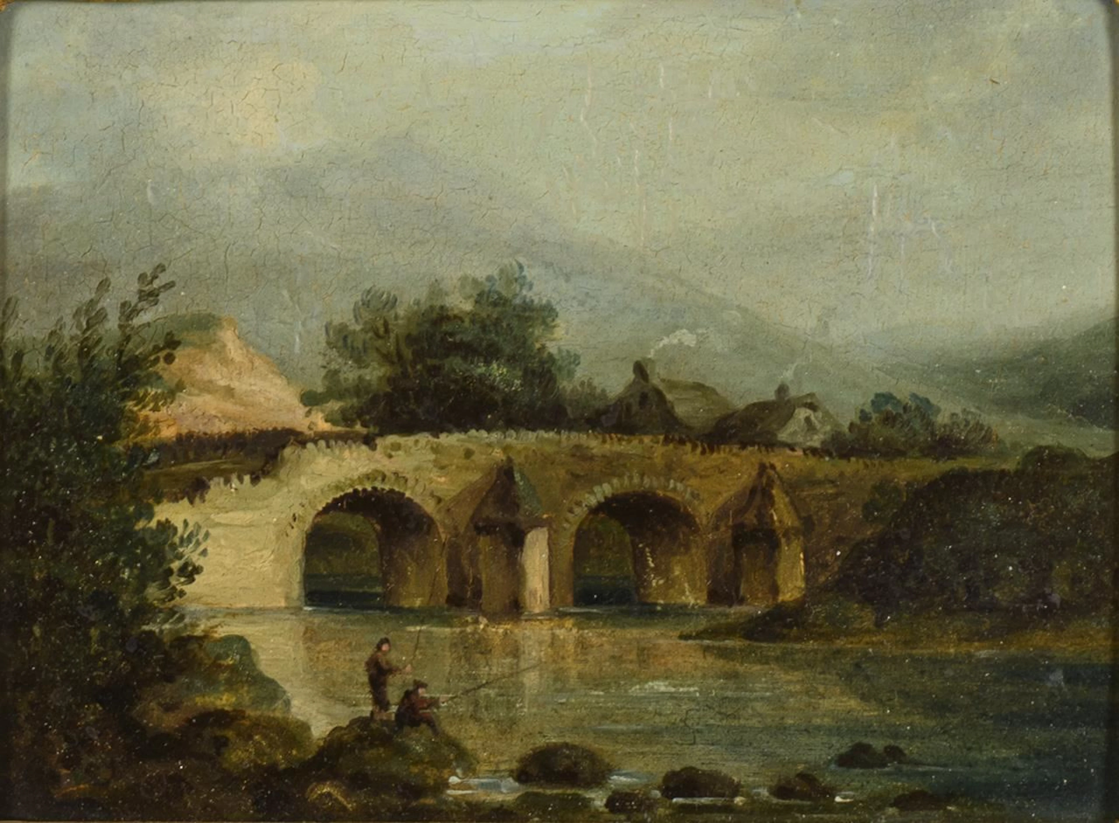 Monogramist "P": Small Landscape with a Bridge