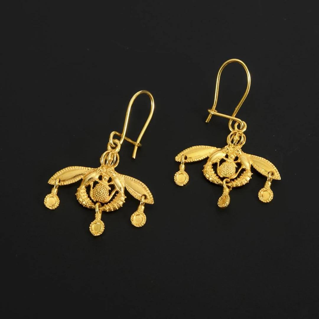 "Bees of Malia" Dangle Earrings.