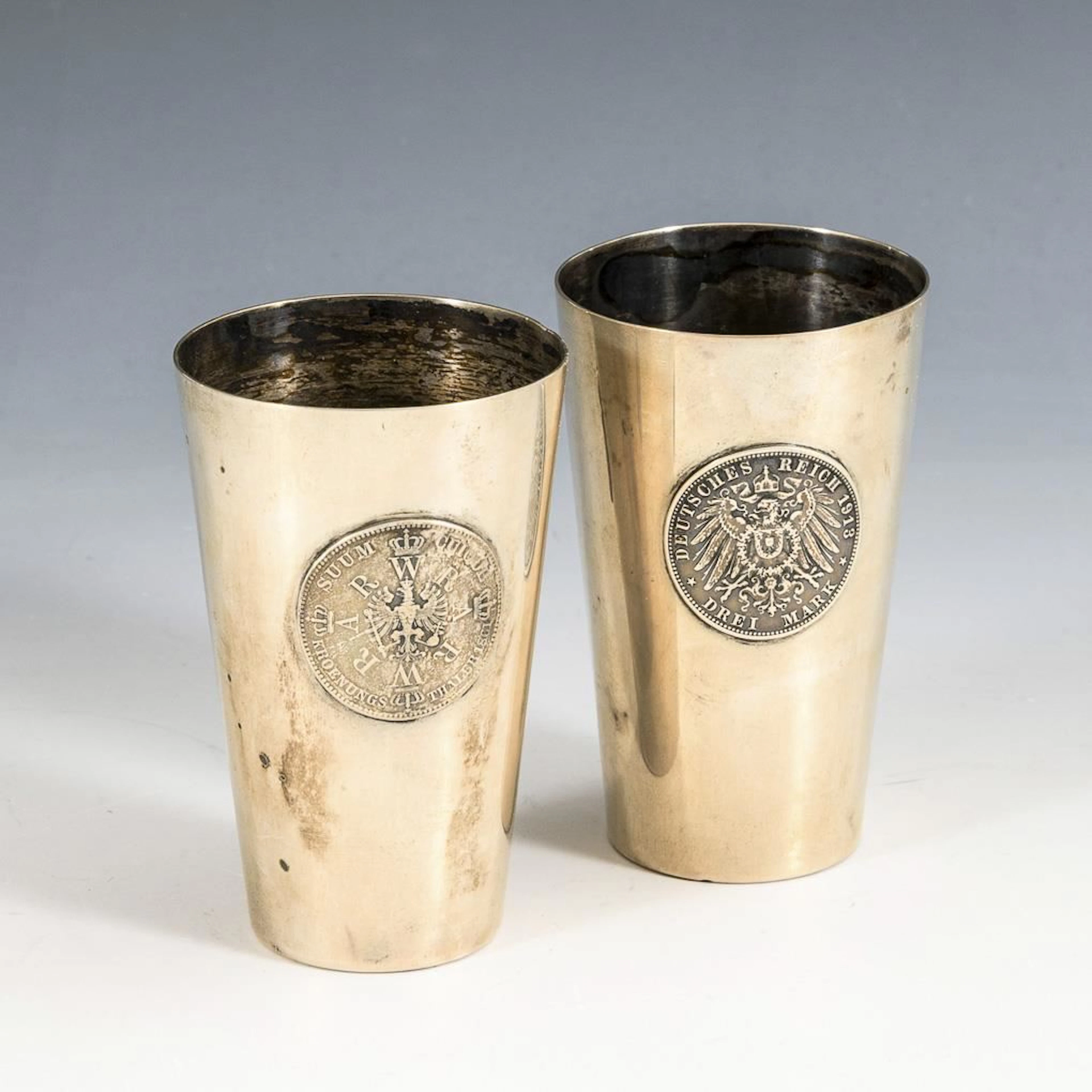 Two silver coin cups. Vereinigte Silberwaren, Düsseldorf.