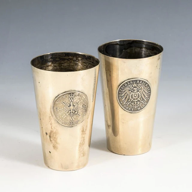 Two silver coin cups. Vereinigte Silberwaren, Düsseldorf.
