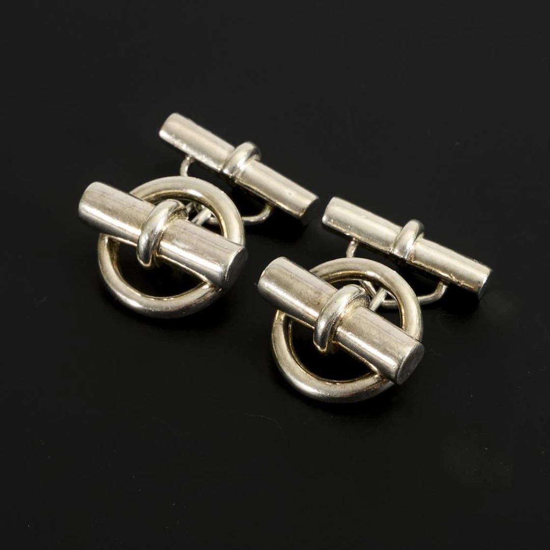 HERMÈS Chaine d'ancre cufflinks.