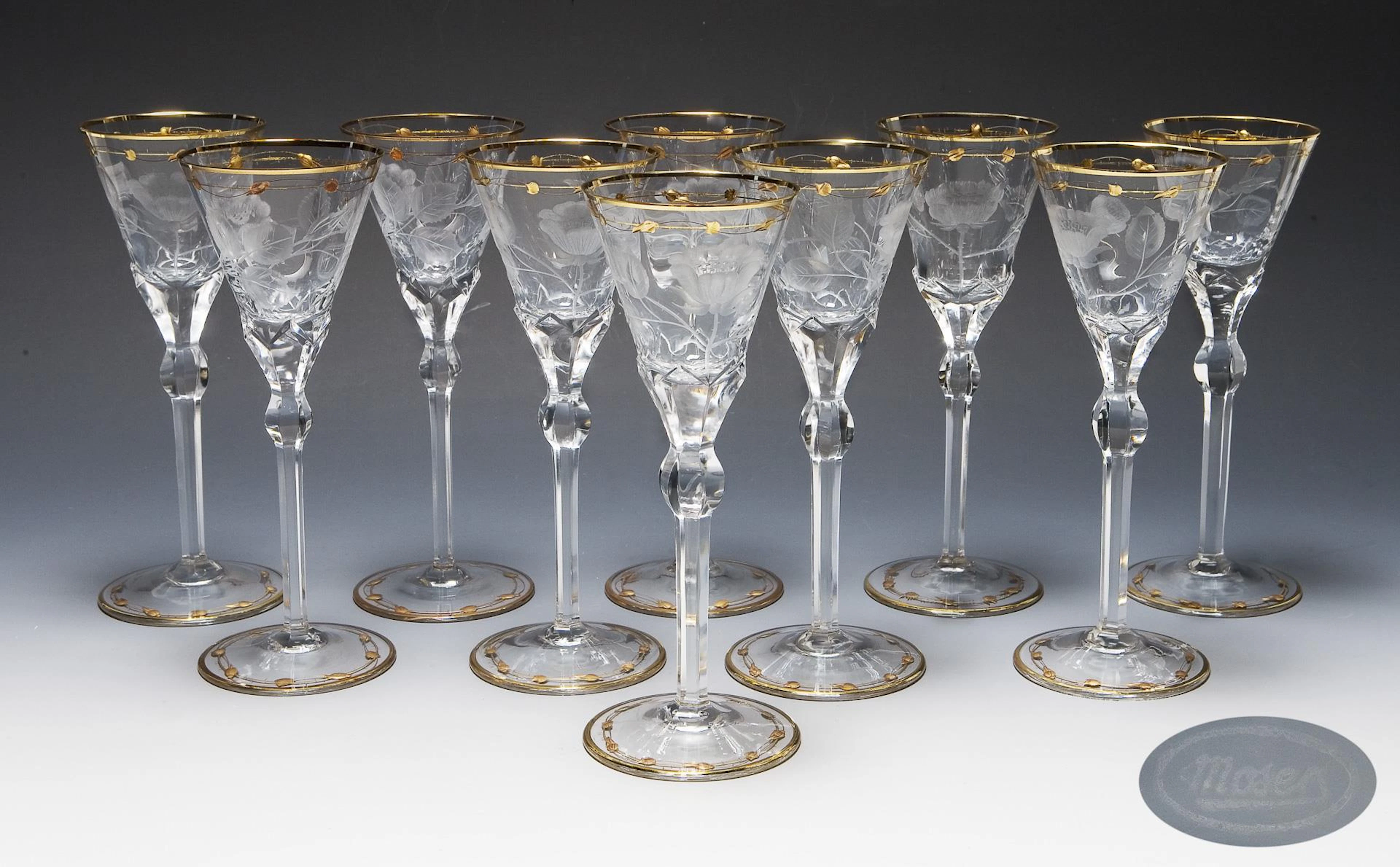 10 goblets. Ludwig Moser & Söhne, Karlsbad.