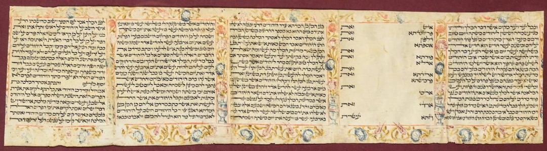 Part of a Hebrew Esther scroll, framed