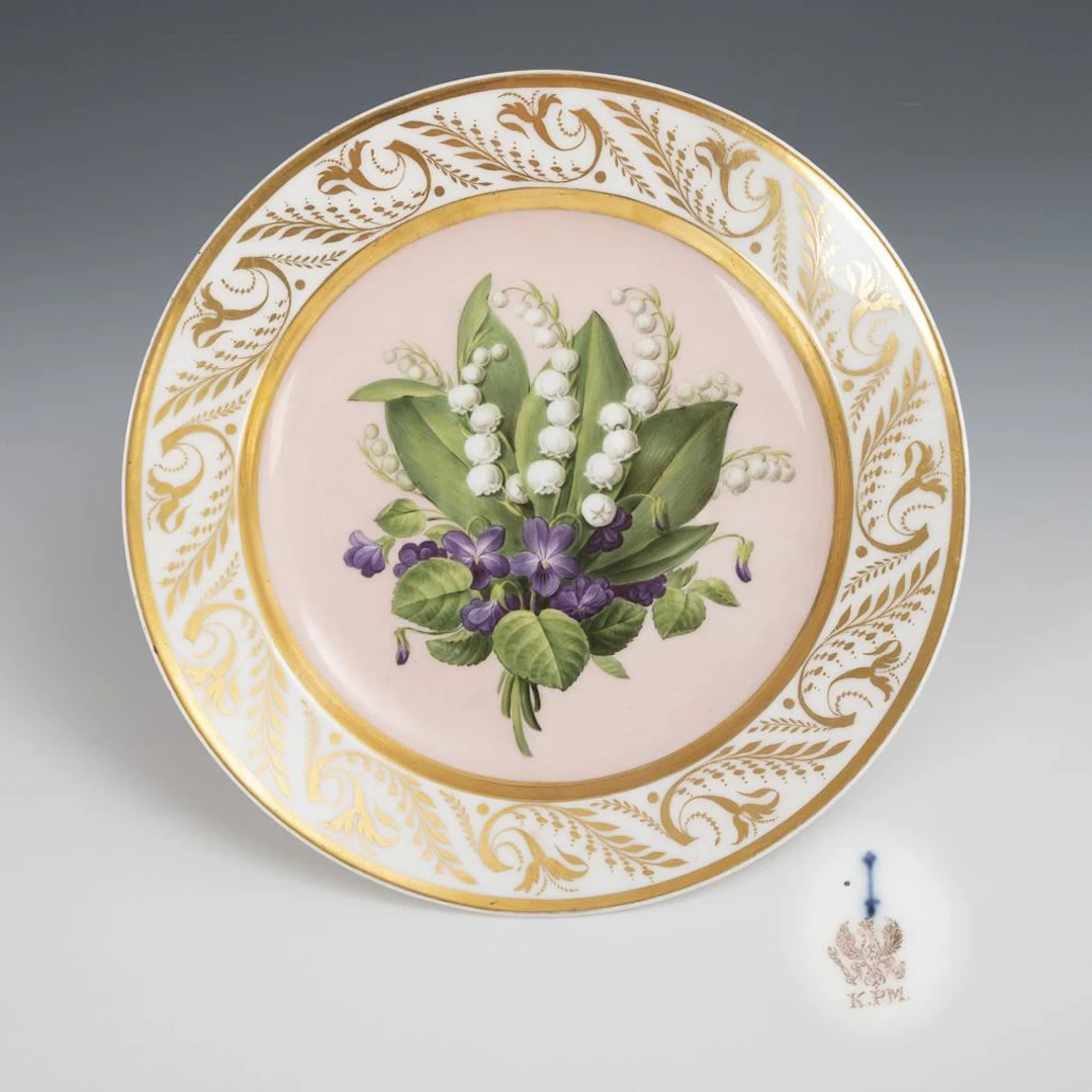 Biedermeier plate with floral design. KPM Berlin.