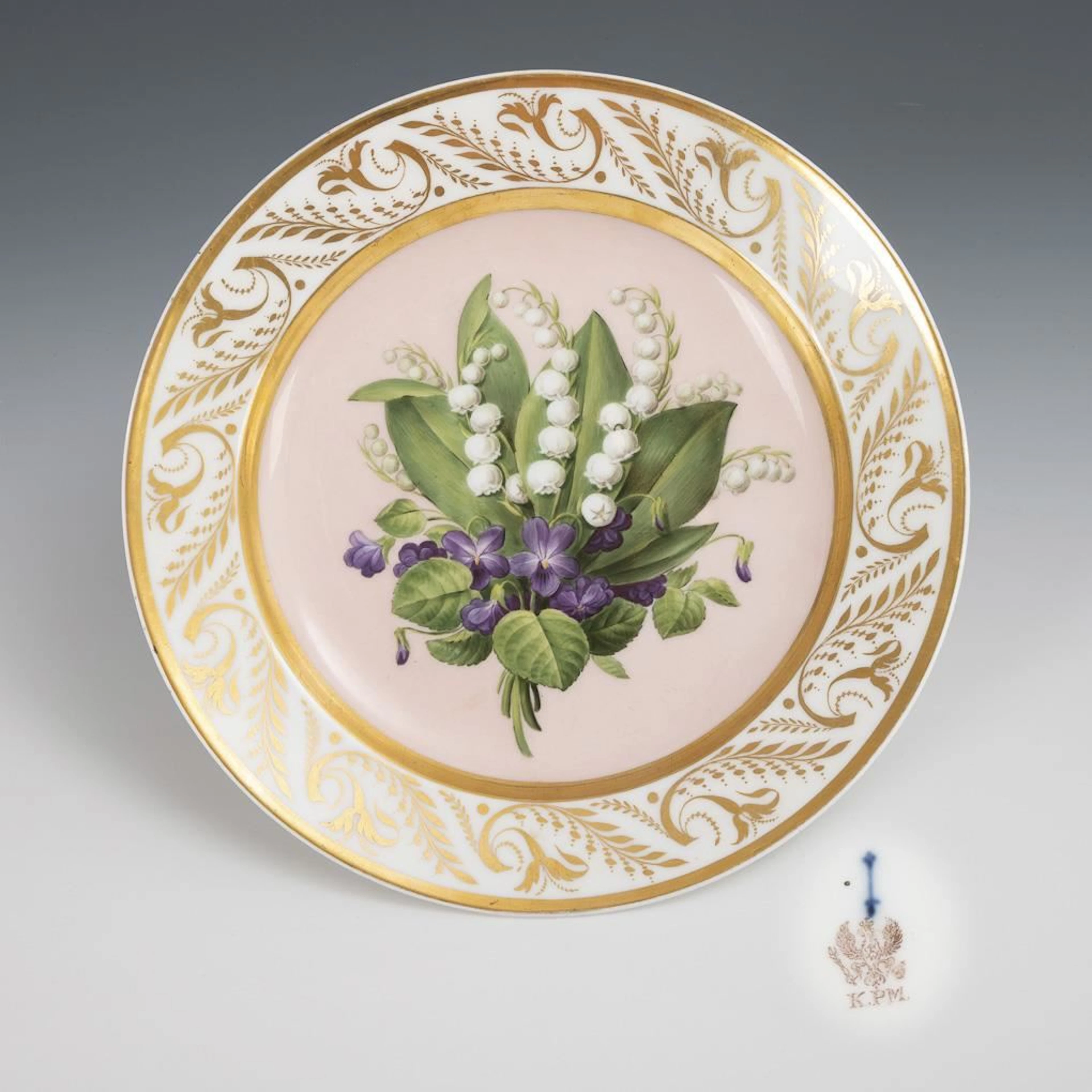 Biedermeier plate with floral design. KPM Berlin.