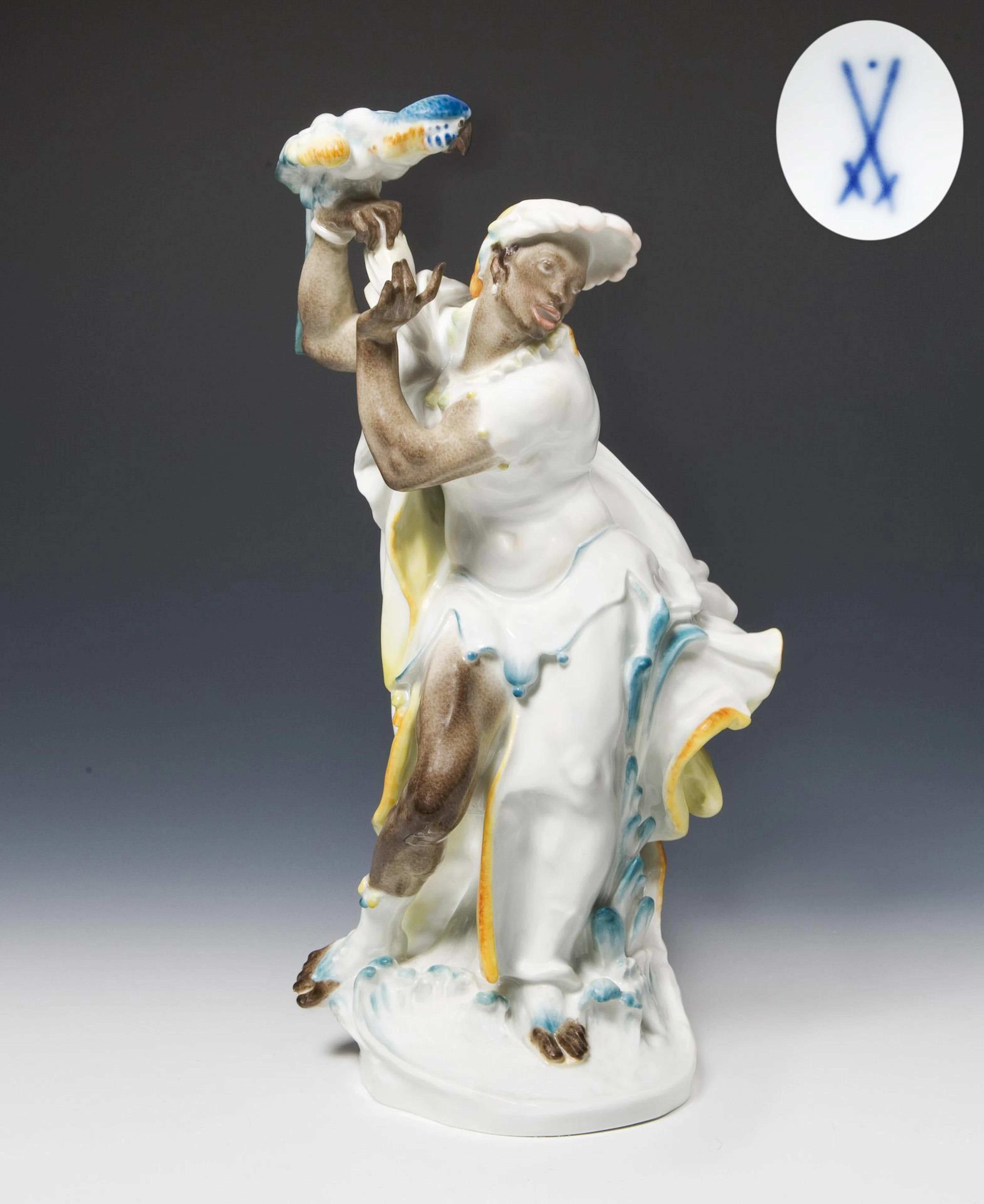 Art Deco figurine: man with parrot. Meissen.