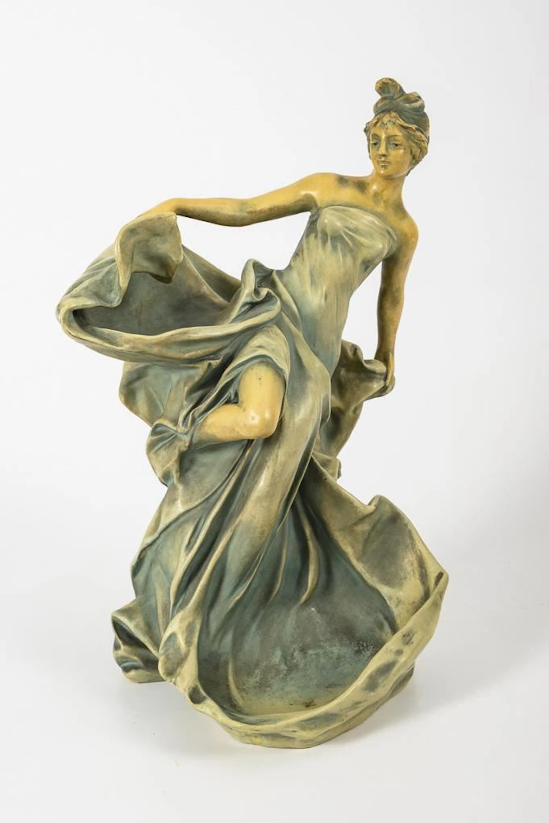 Art Nouveau serving dish with a dancer. Bernhard Bloch, Porcelain