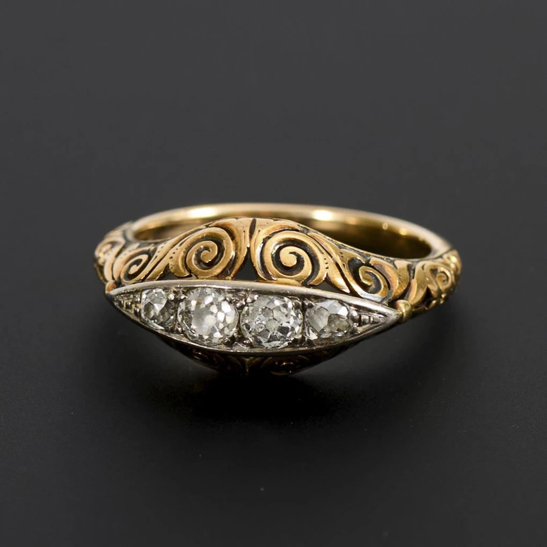 Art Deco ring with old-cut diamonds.