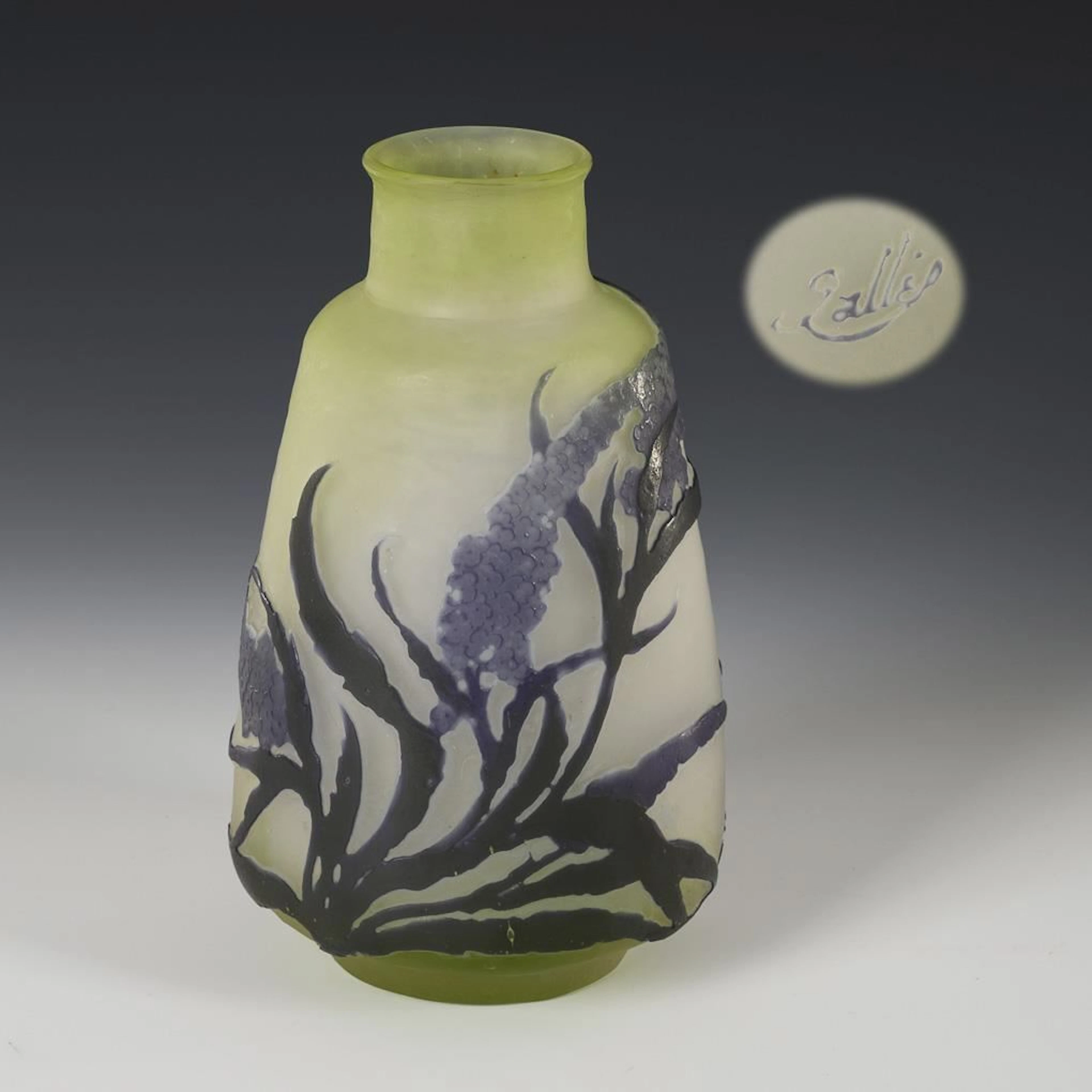 Vase with butterfly bush design. Gallé.