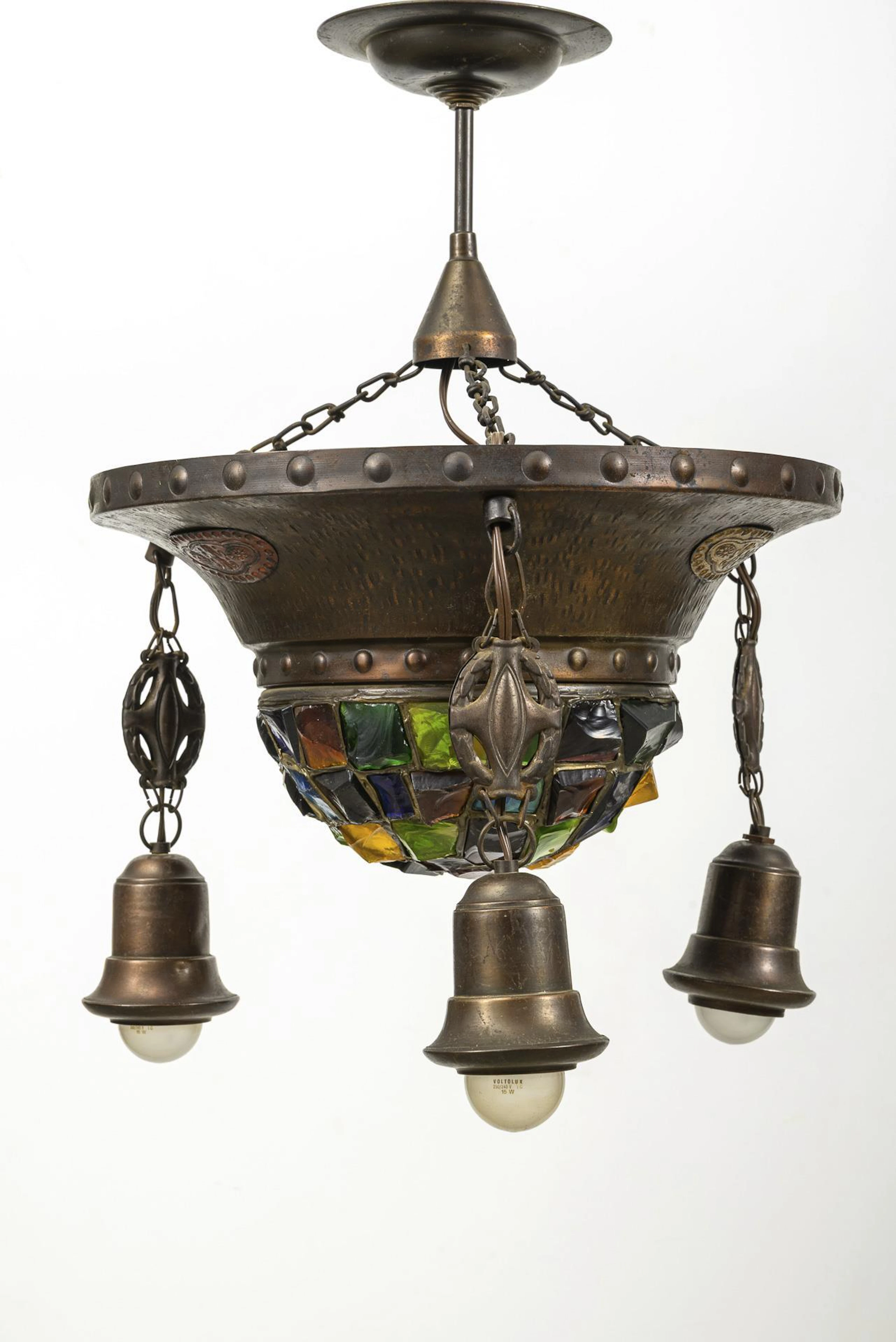 Glass chunk ceiling lamp.