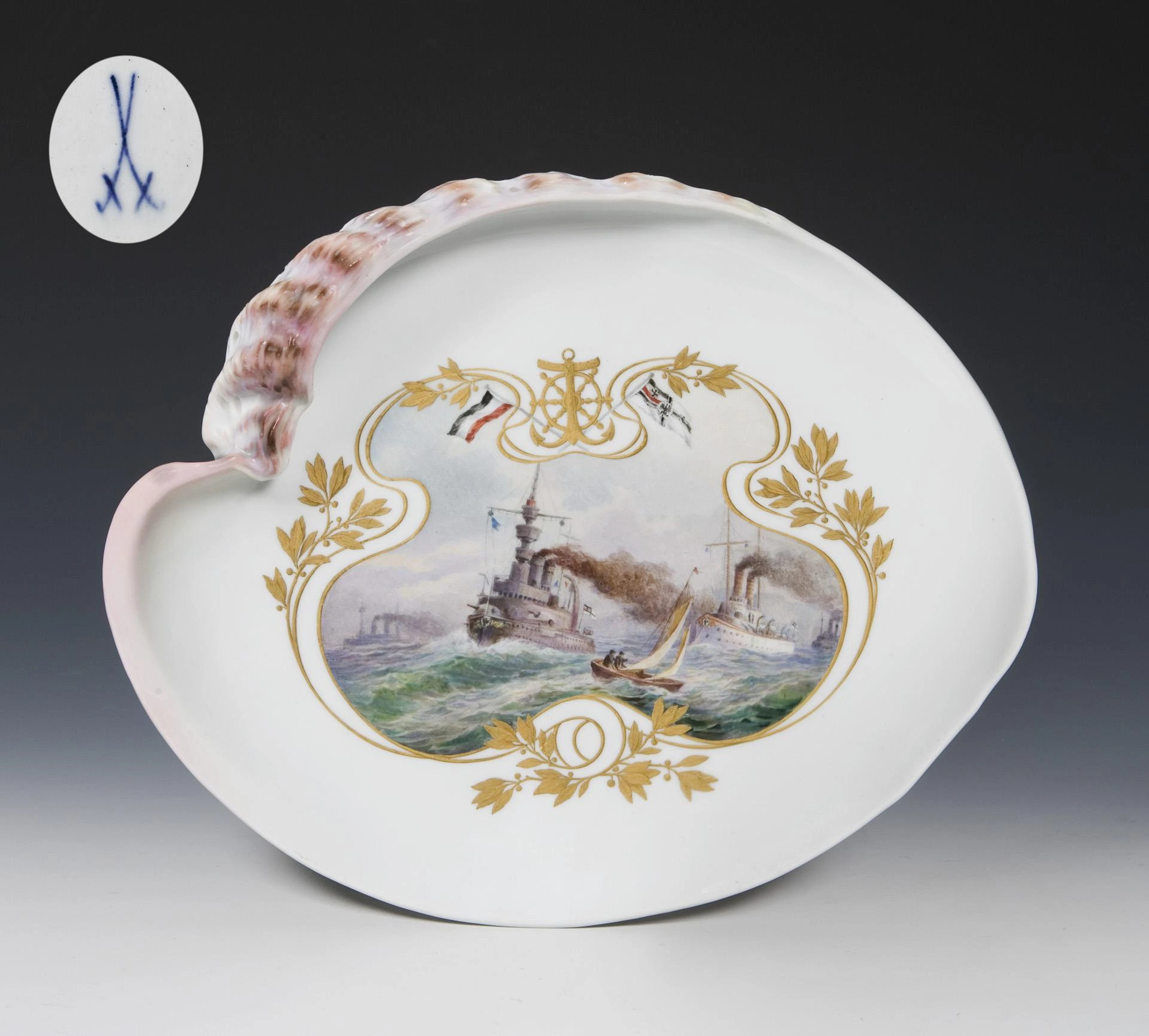 Rare conch shell: Imperial Navy. Meissen.