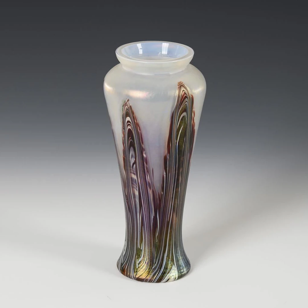 Art Nouveau vase with marble tongues. Kralik.