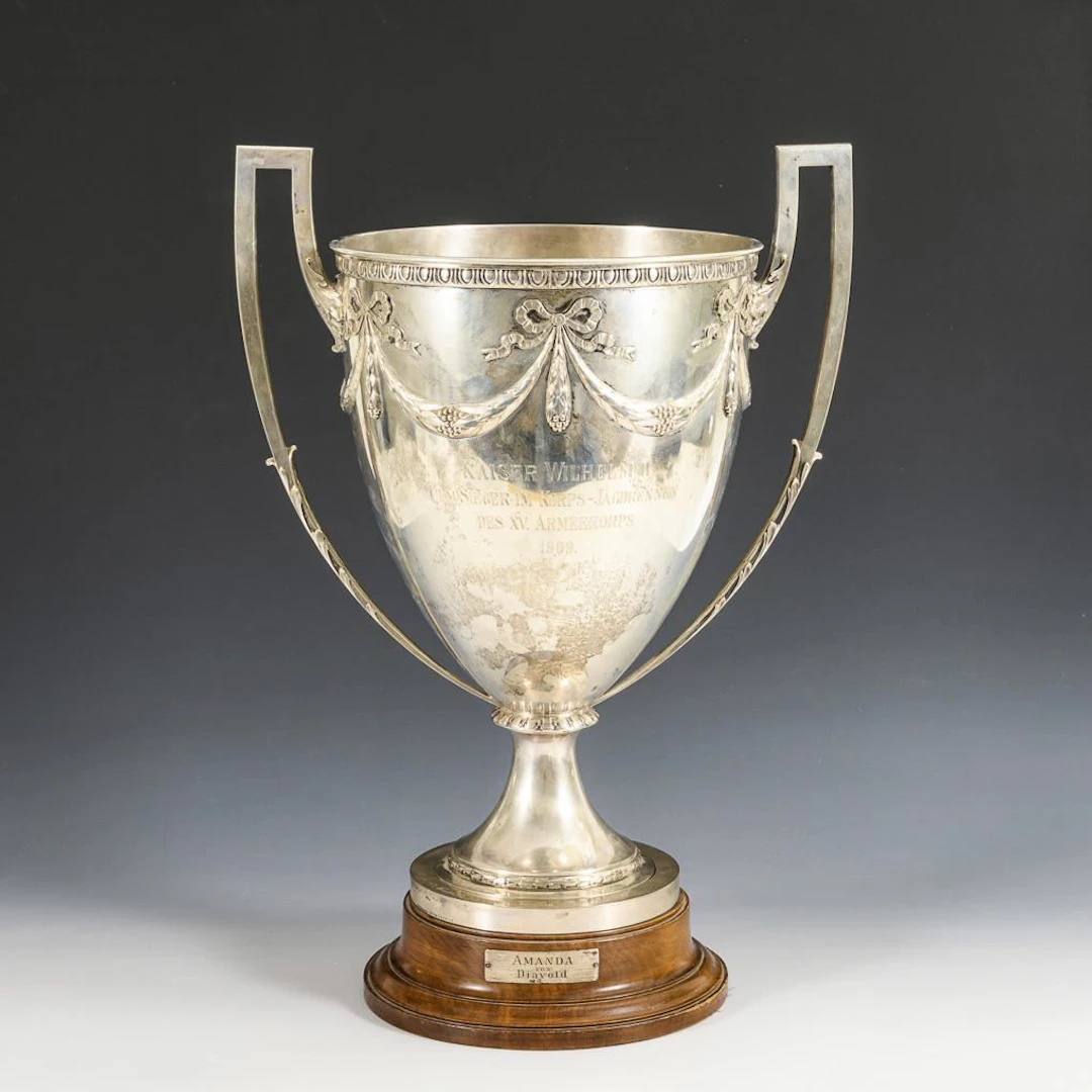 Large silver trophy with a dedication from Emperor Wilhelm II.