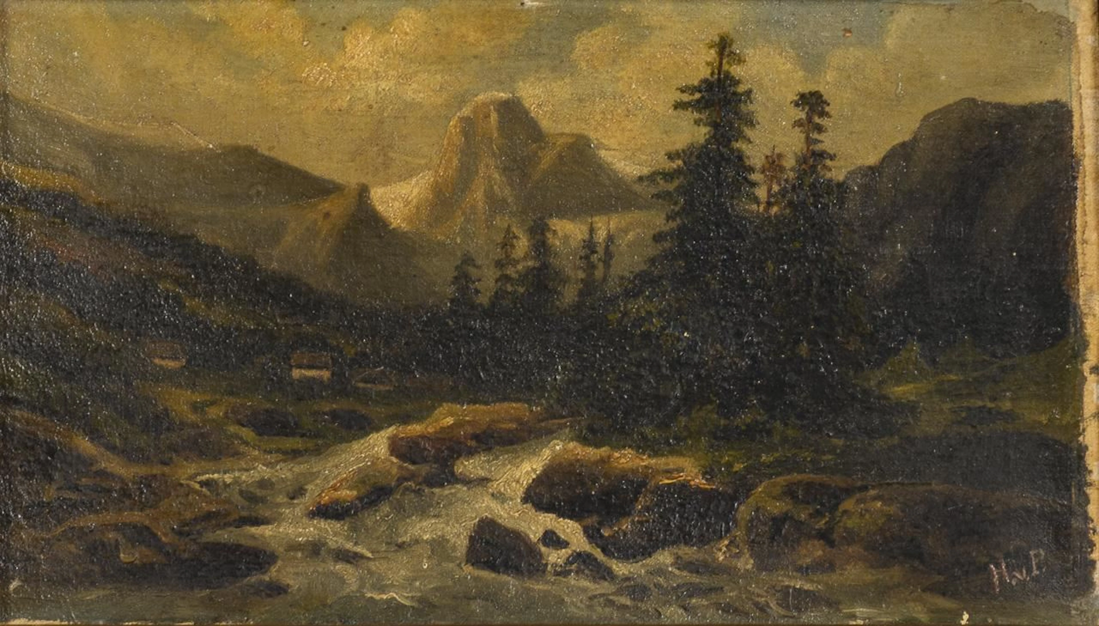 Artist with the monogram "H.v.P.": Small Late Romantic Landscape