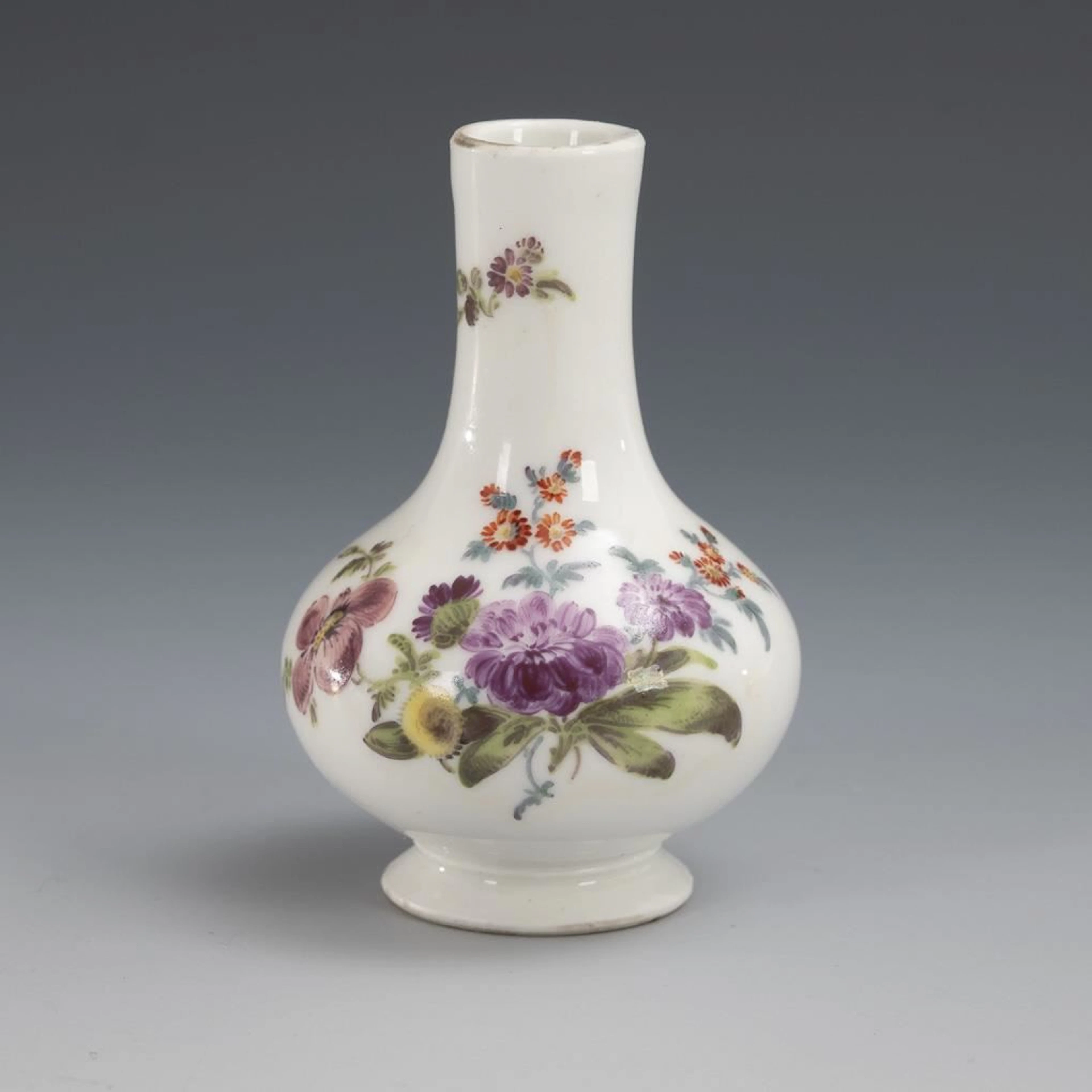 Miniature vase with floral painting. Meissen.