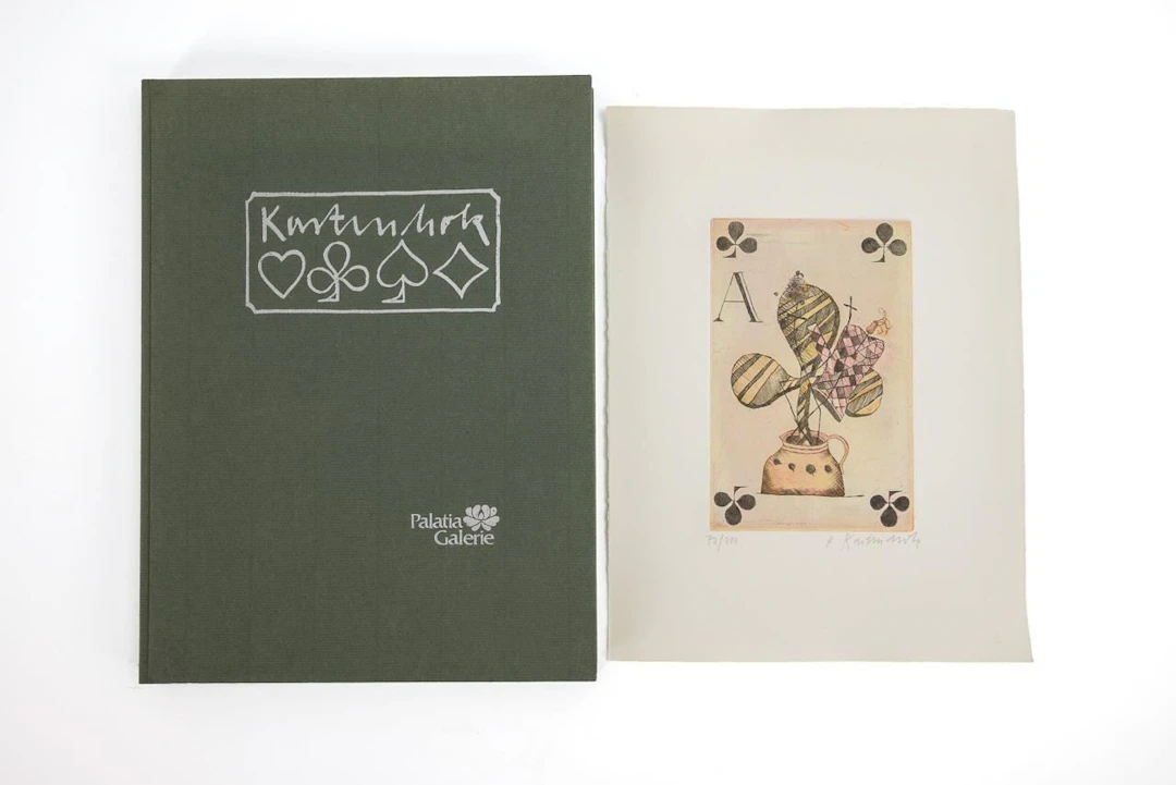 Limited-edition art portfolio with 16 signed playing card prints.