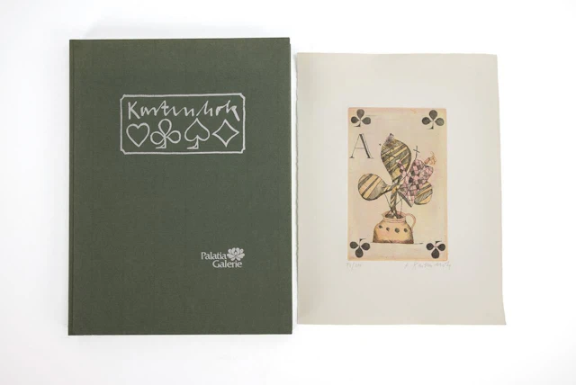 Limited-edition art portfolio with 16 signed playing card prints.