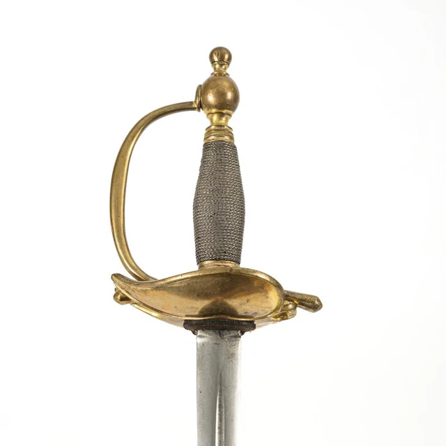 Heavy old-style cuirassier thrusting sword with scabbard.