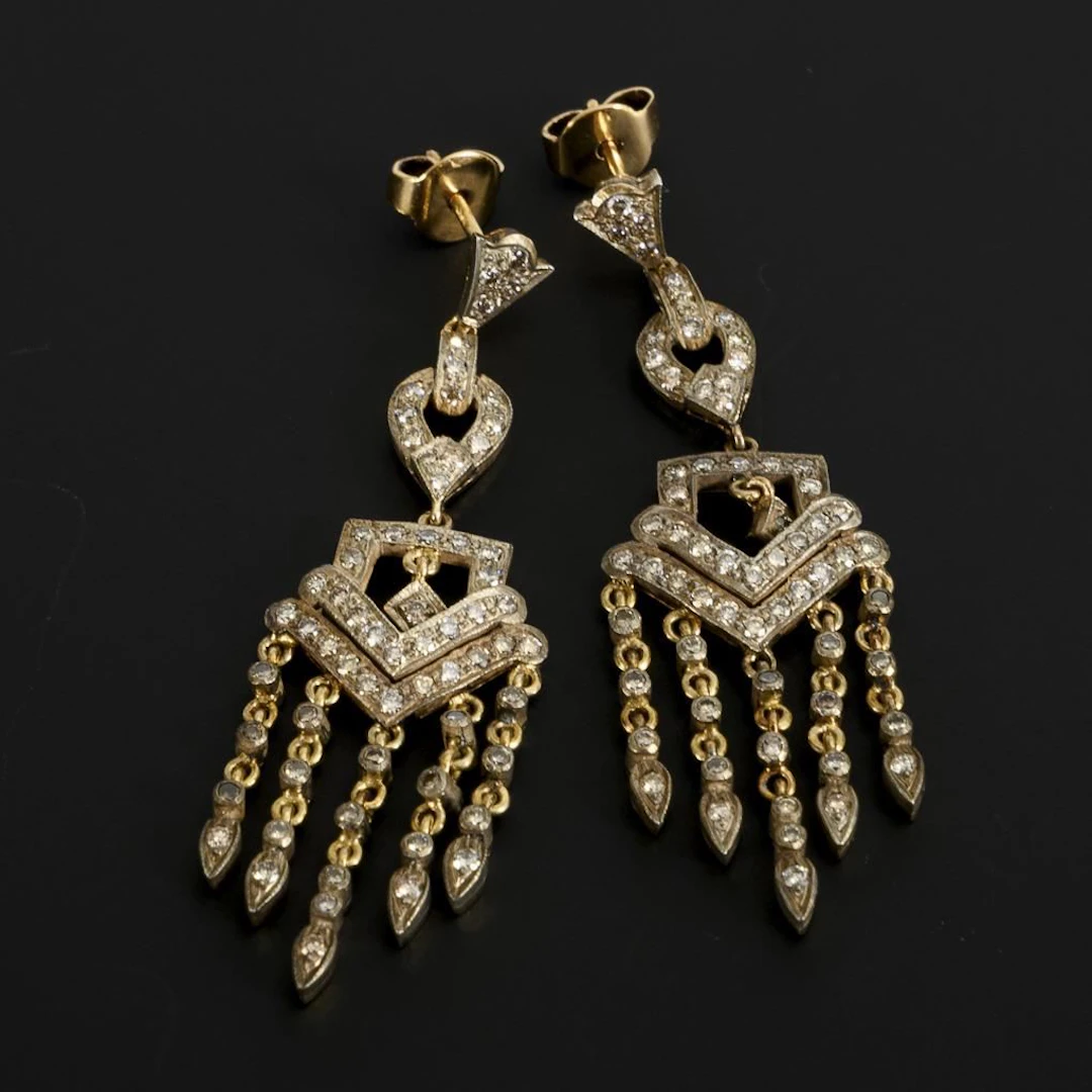 Pair of Art Deco-style drop earrings.