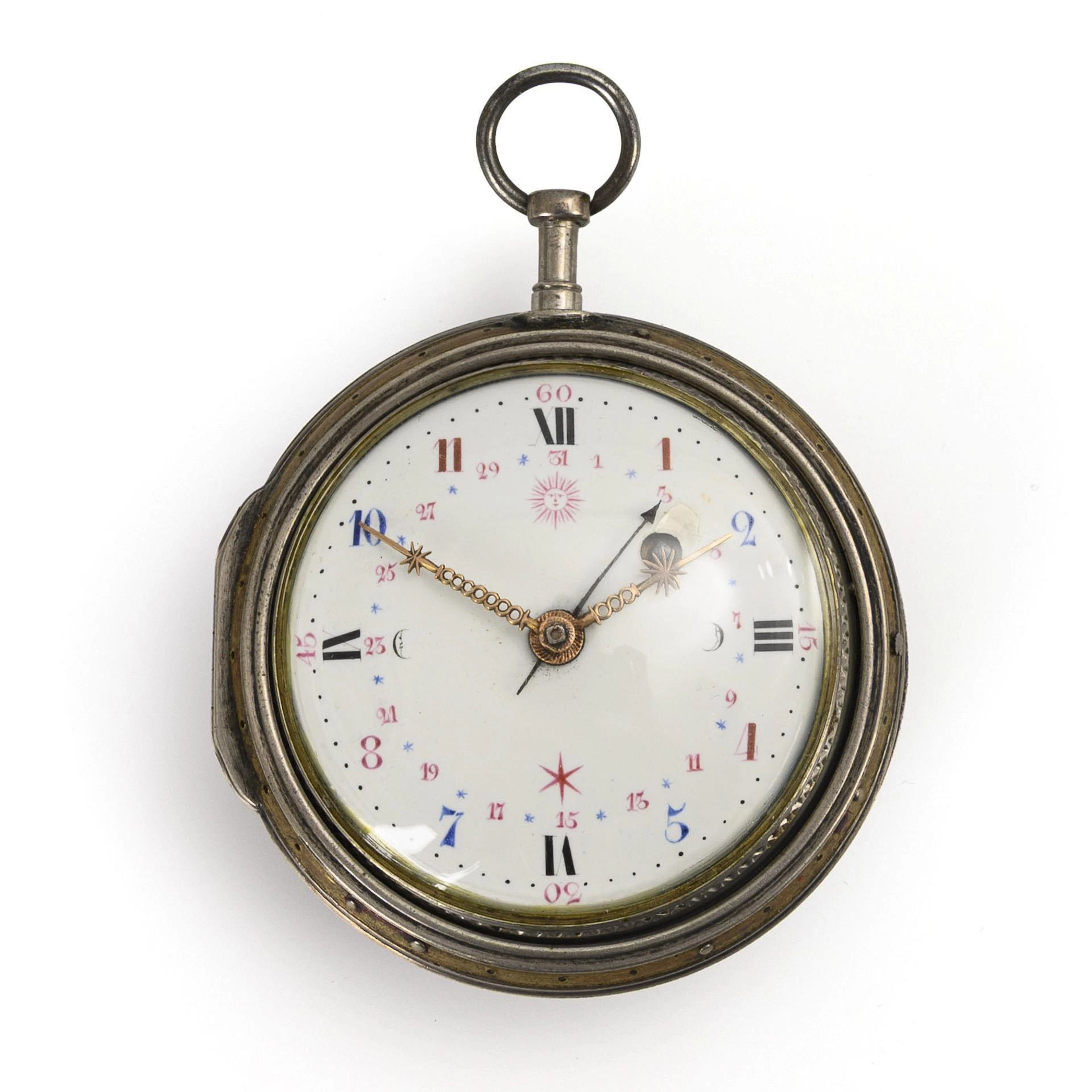 Silver Biedermeier verge pocket watch with date. Berthoud, Paris.
