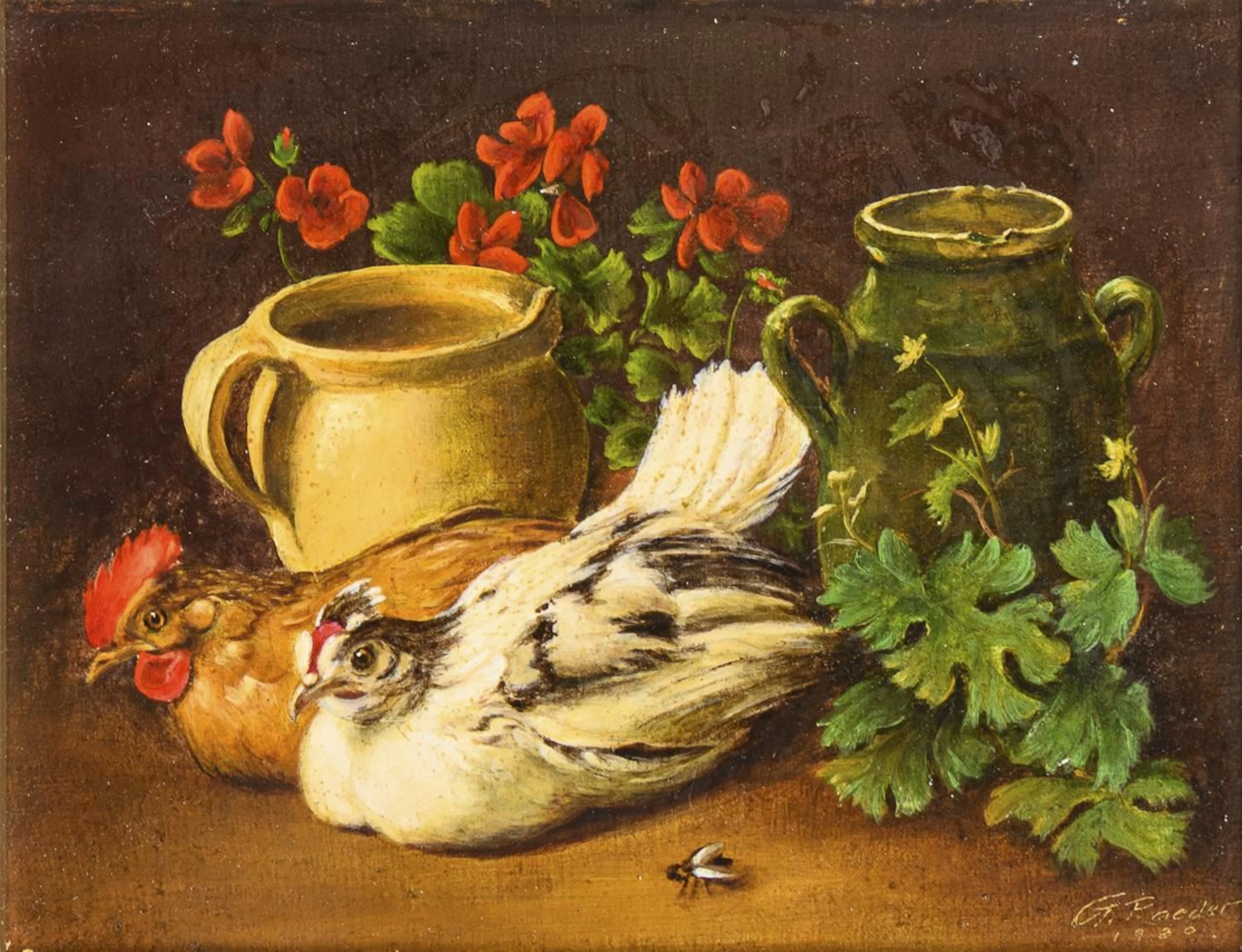 RAEDER, G. RAEDER, G. RAEDER, G. Still Life with Chickens
