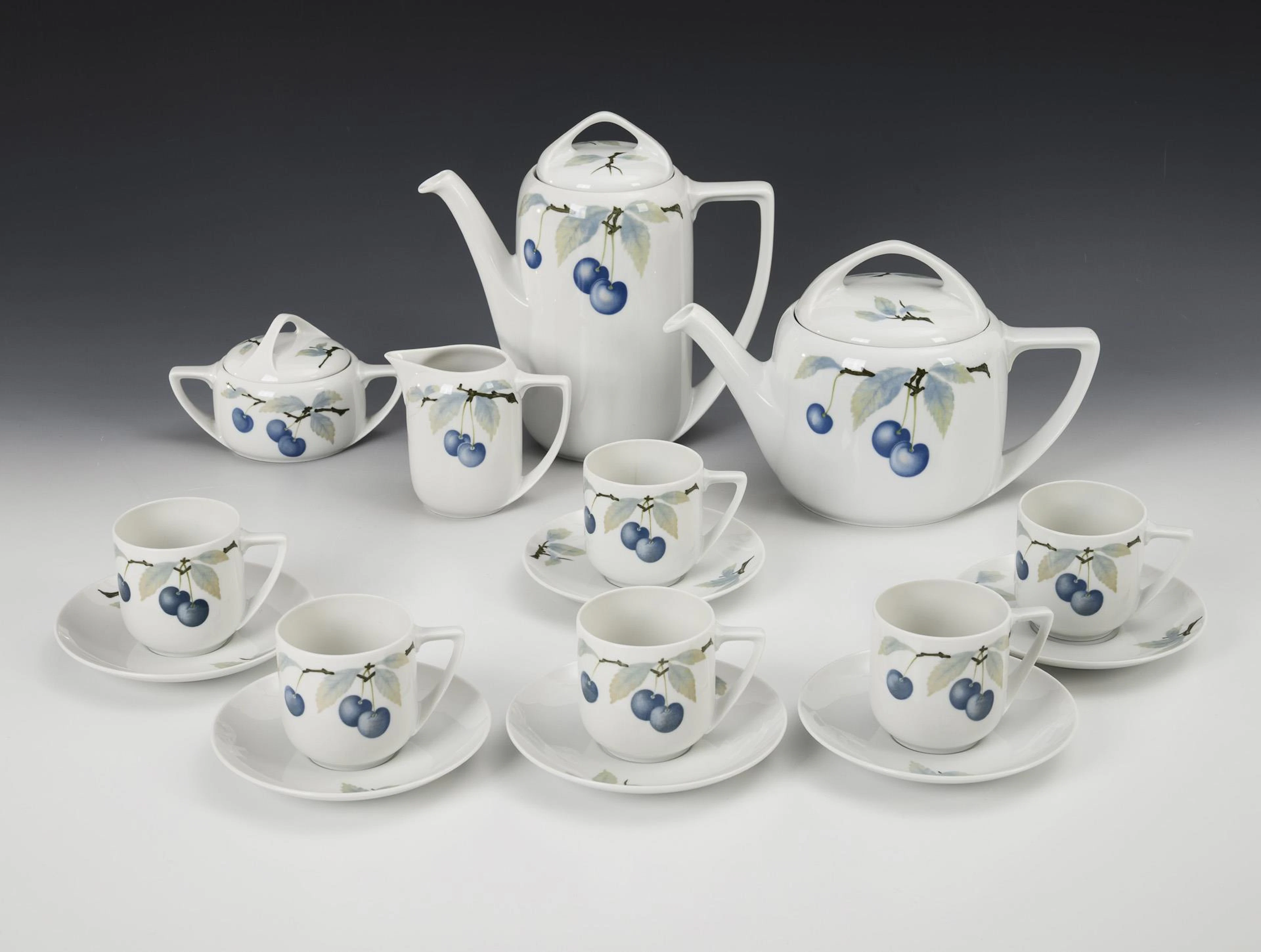 Coffee service "Donatello" with cherry decoration. Rosenthal.