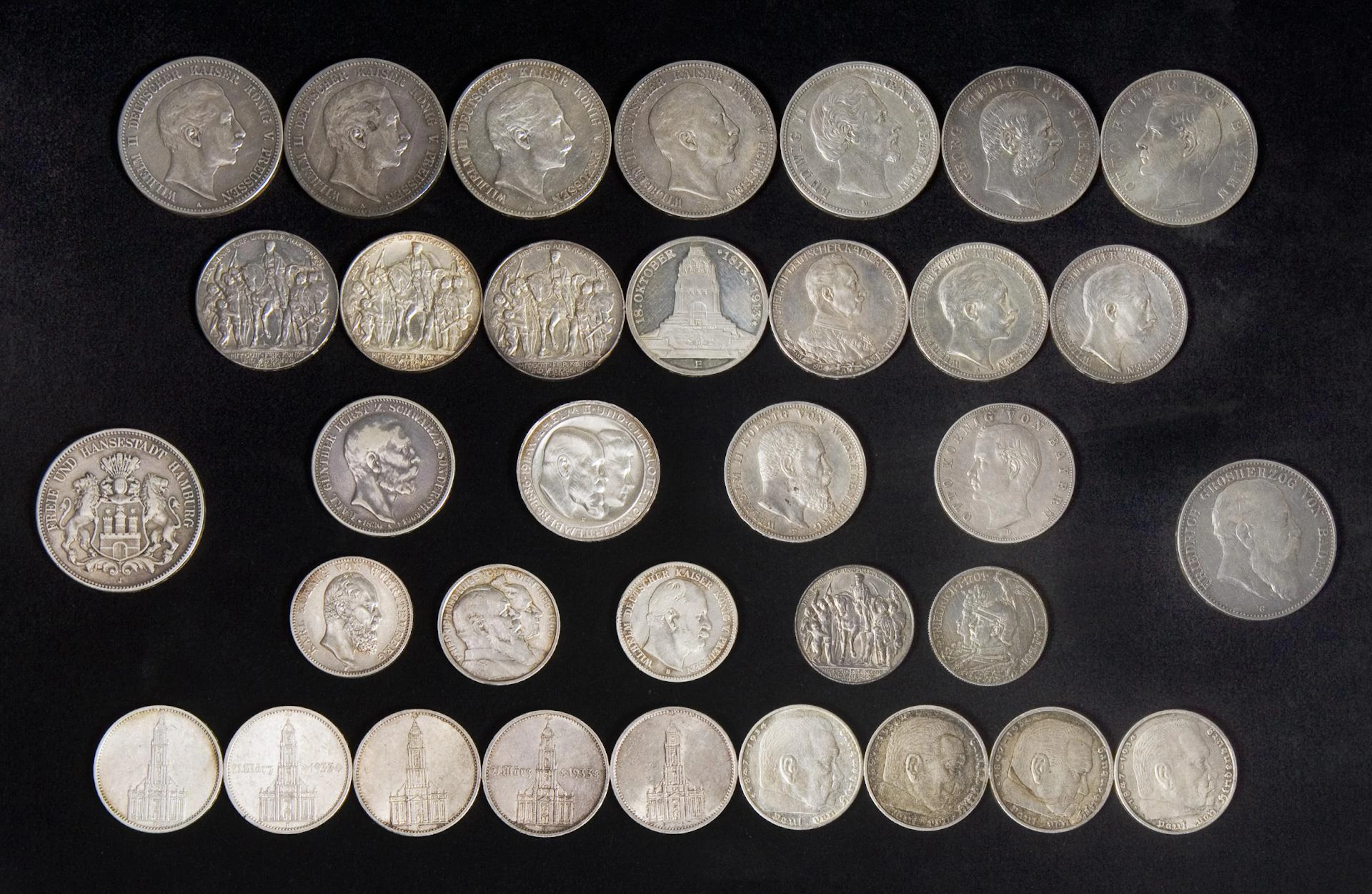 34 silver coins.