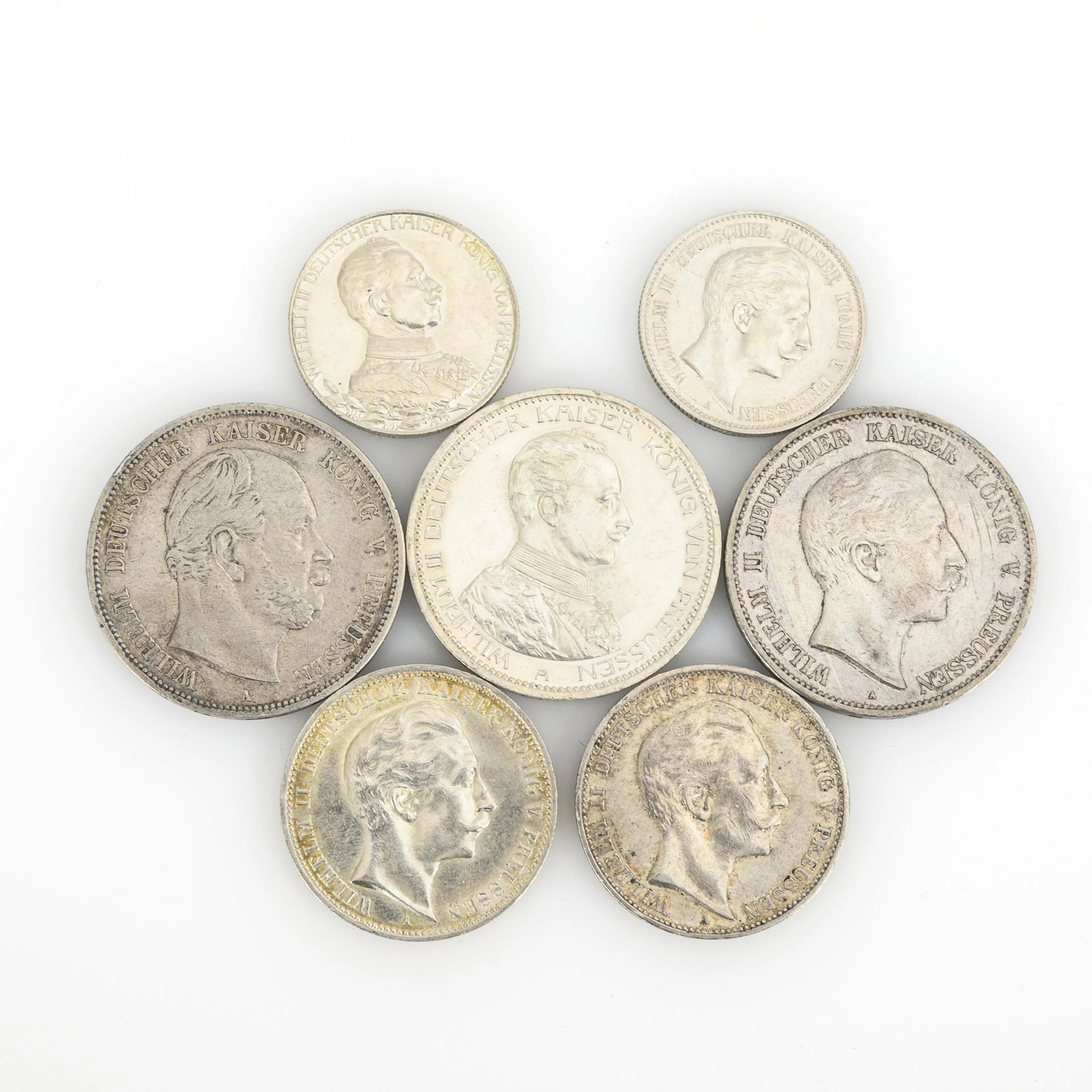7 coins Prussia, German Empire.