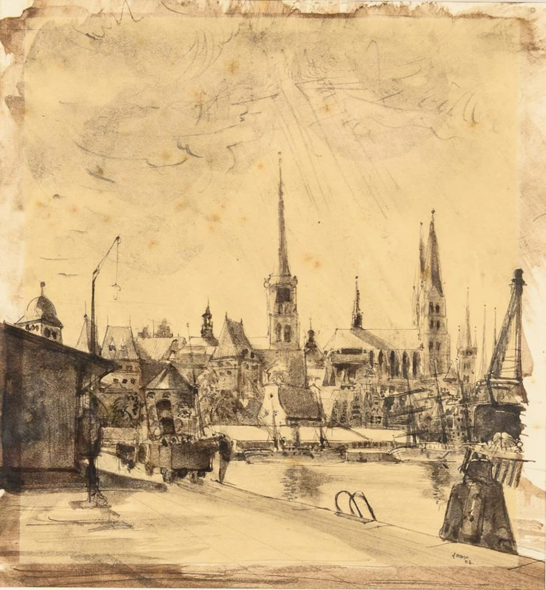 NESCH, Rolf (attributed), NESCH, Rolf (attributed), Lübeck Harbor