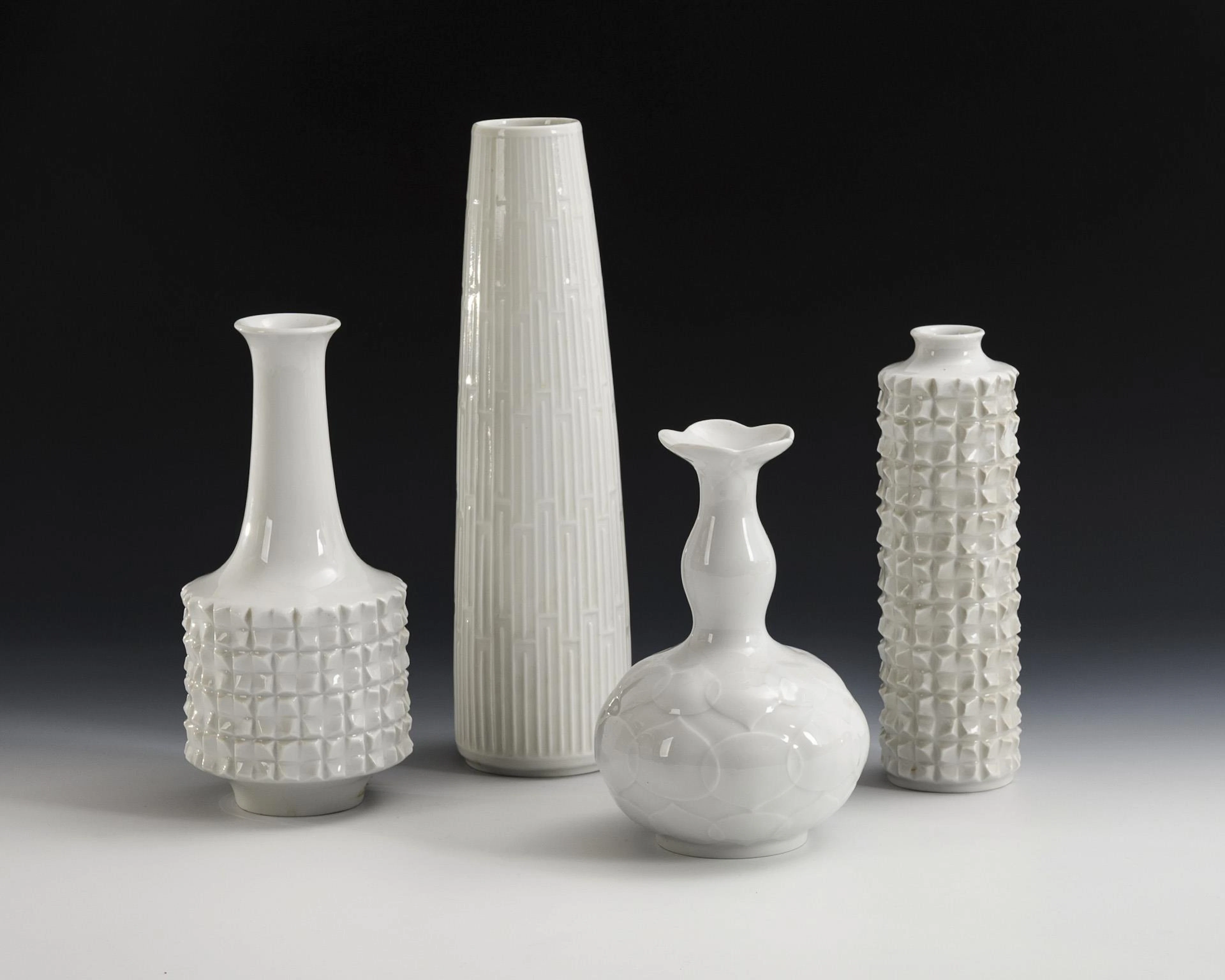 4 relief vases. Meissen. . Sword mark, 2nd half 20th century, 1st